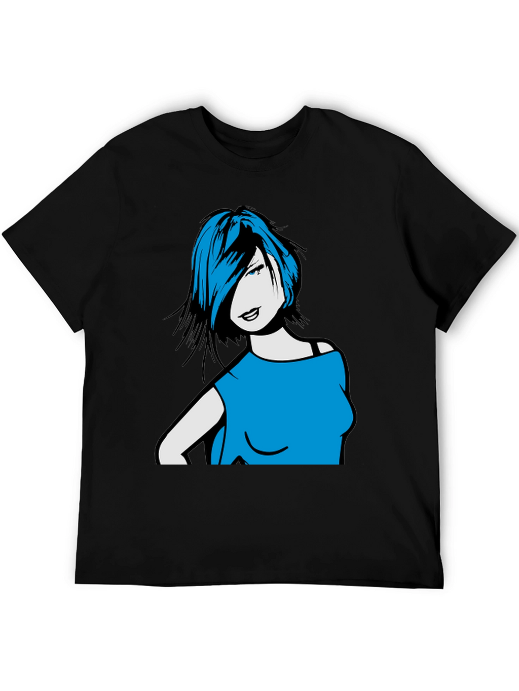 Woman Portrait Graphic Tee - Trendy Black Shirt