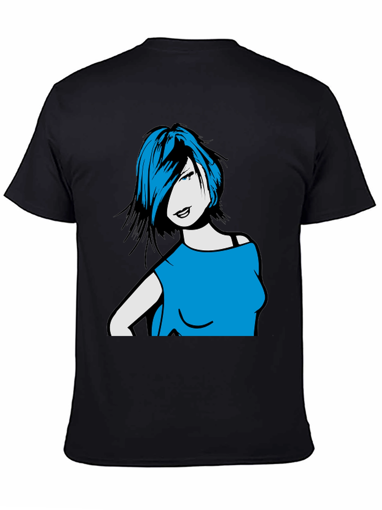 Woman Portrait Graphic Tee - Trendy Black Shirt