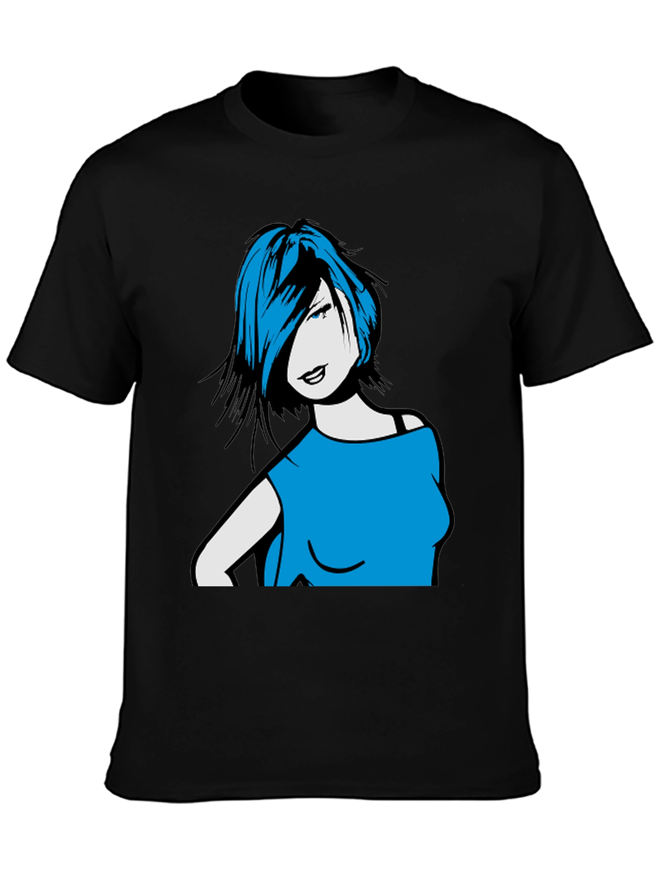 Woman Portrait Graphic Tee - Trendy Black Shirt