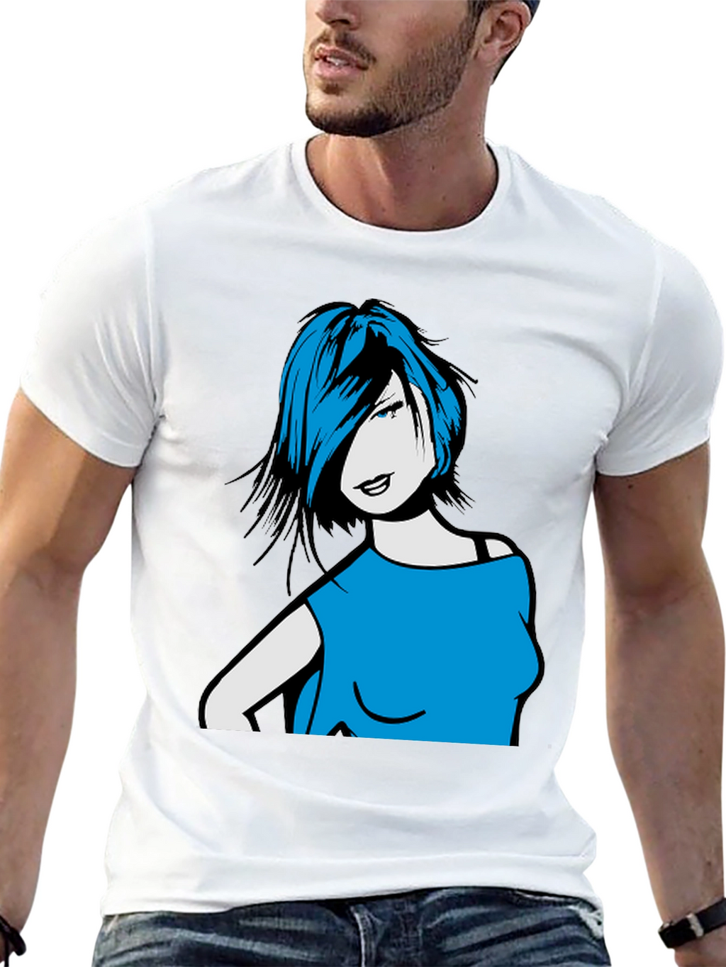 Woman Portrait Graphic Tee - Trendy Black Shirt