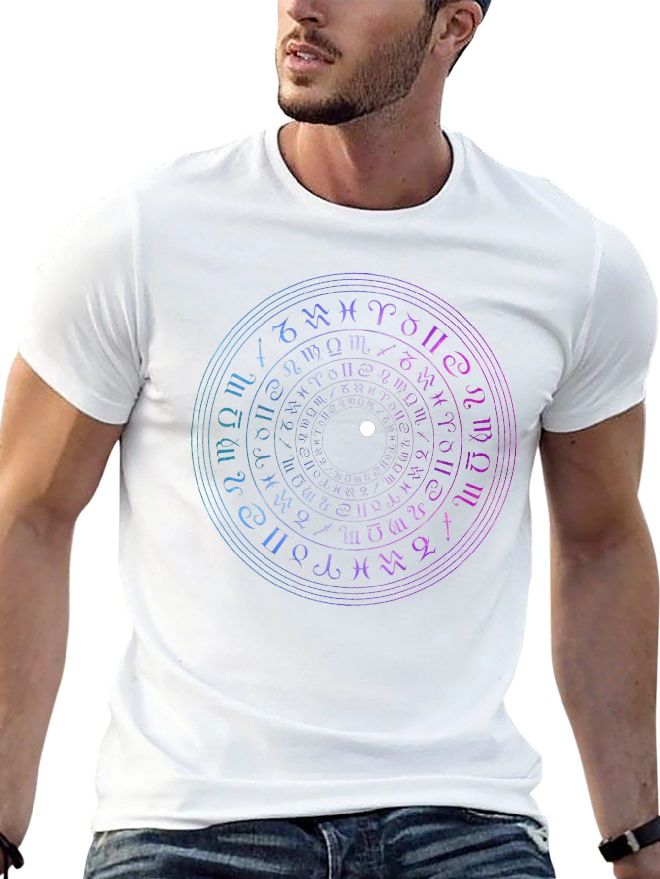 Mystic Zodiac Circle Graphic Tee - Black
