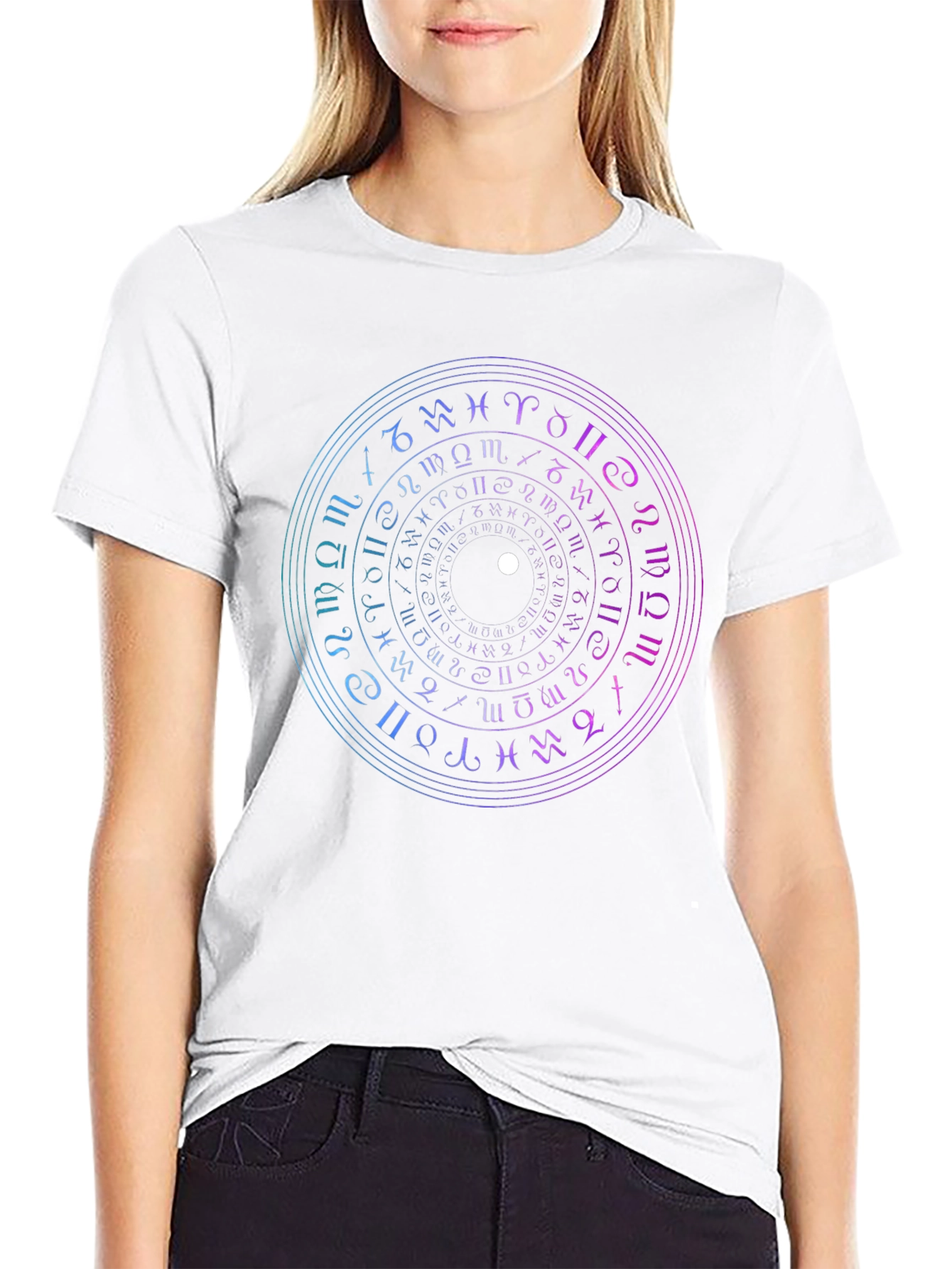 Mystic Zodiac Circle Graphic Tee - Black