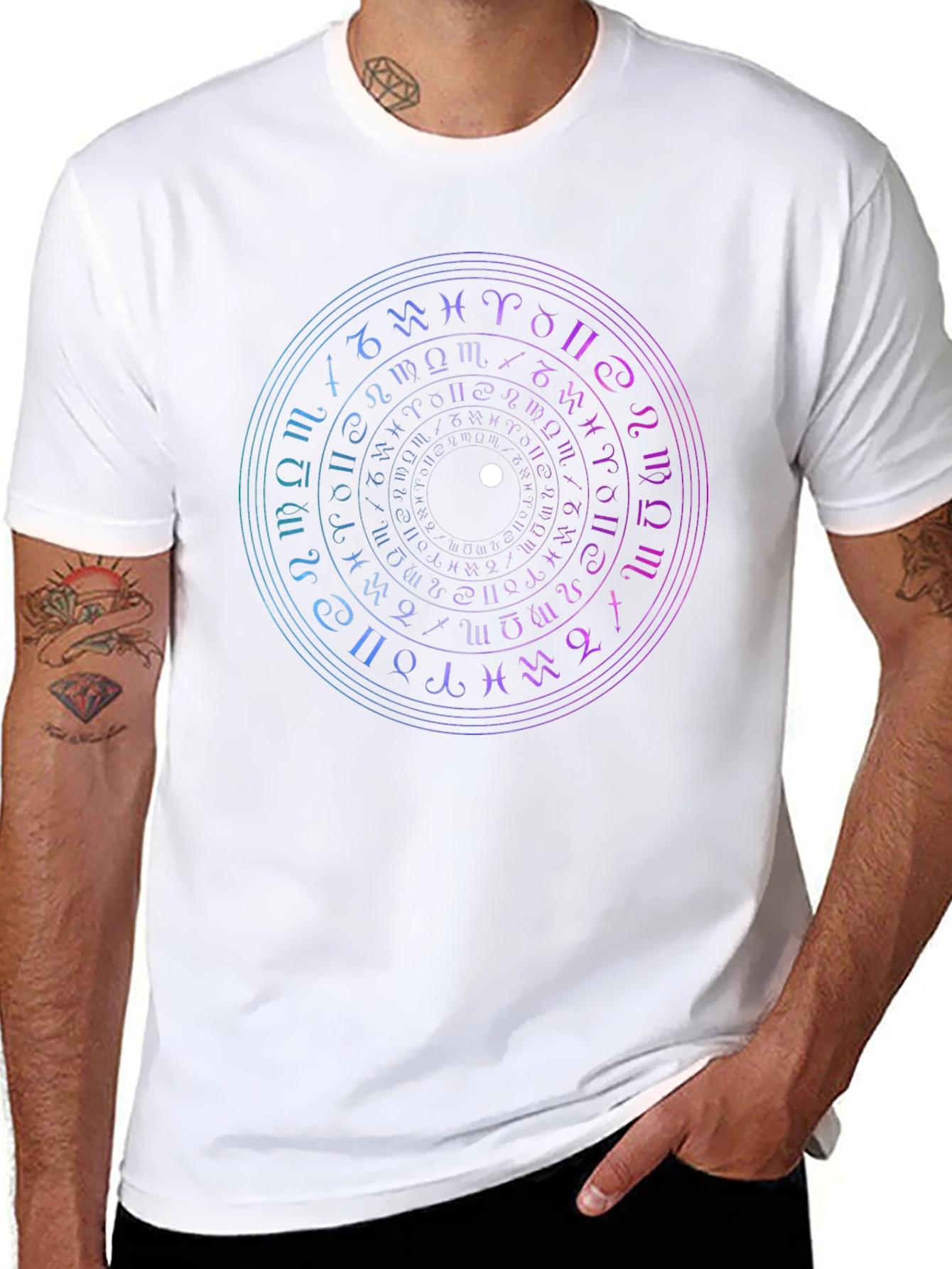 Mystic Zodiac Circle Graphic Tee - Black