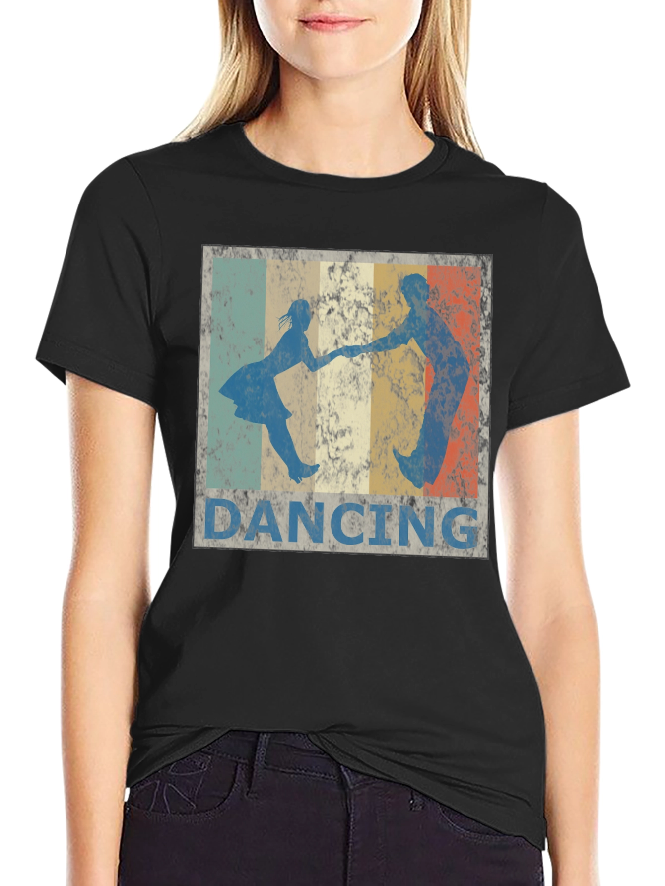 Retro Dancing T-Shirt - Vintage Style Black Tee