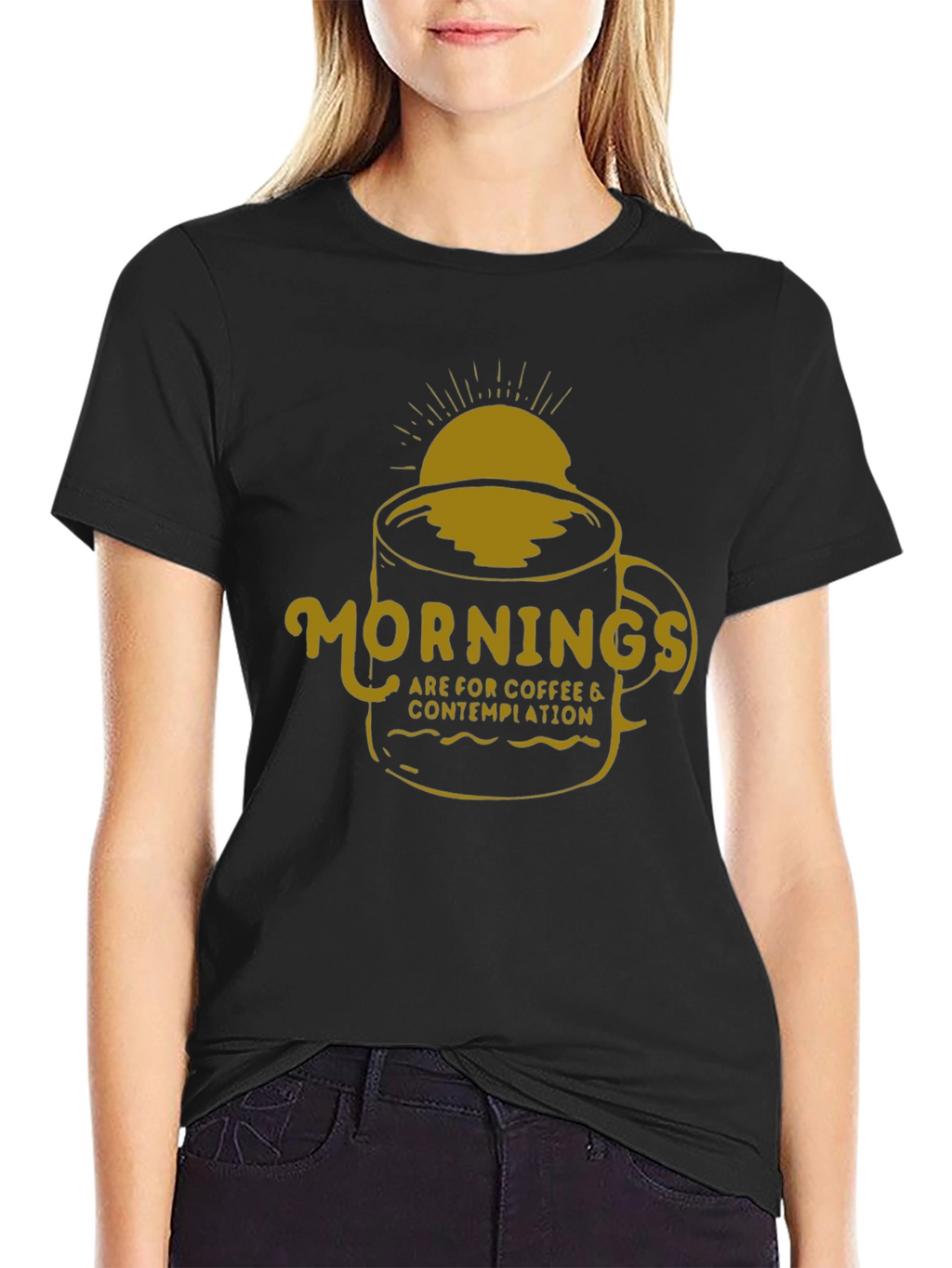 Coffee Contemplation Graphic Tee - Black