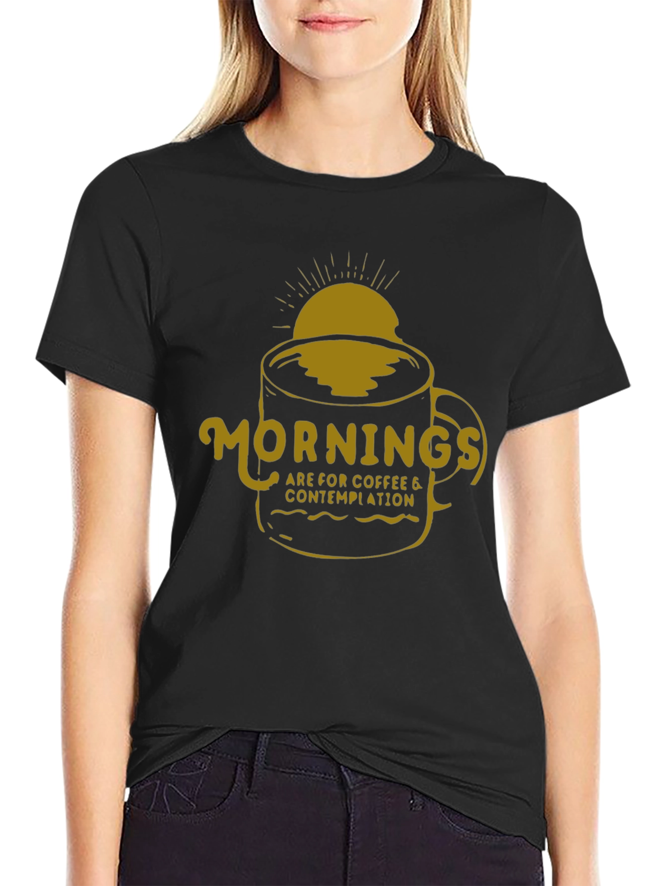 Coffee Contemplation Graphic Tee - Black