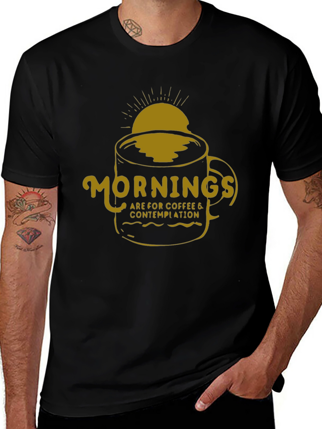 Coffee Contemplation Graphic Tee - Black