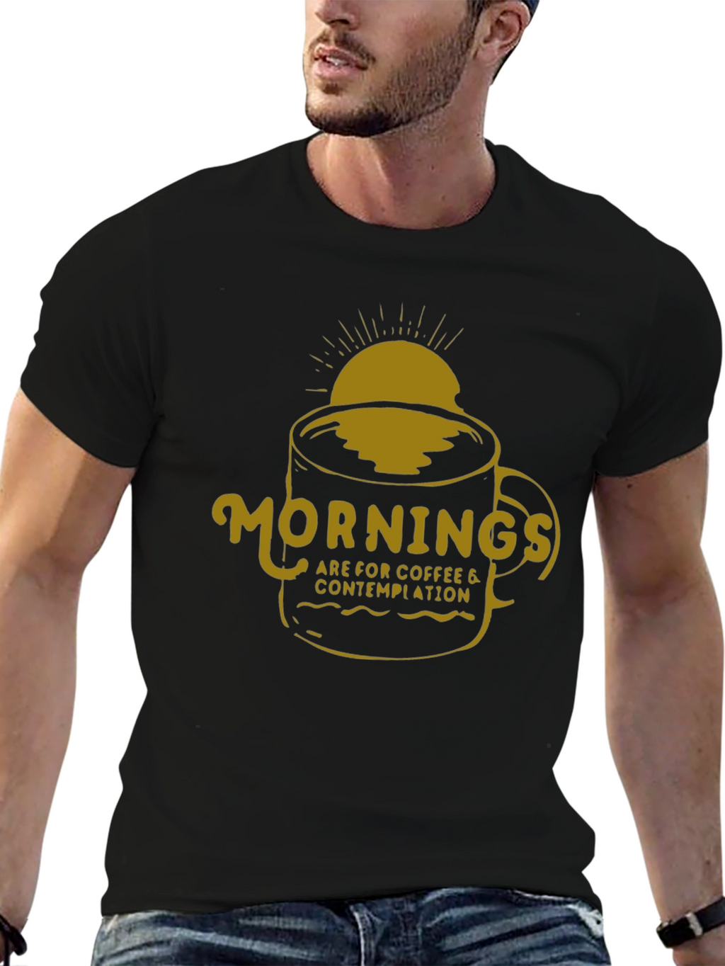 Coffee Contemplation Graphic Tee - Black
