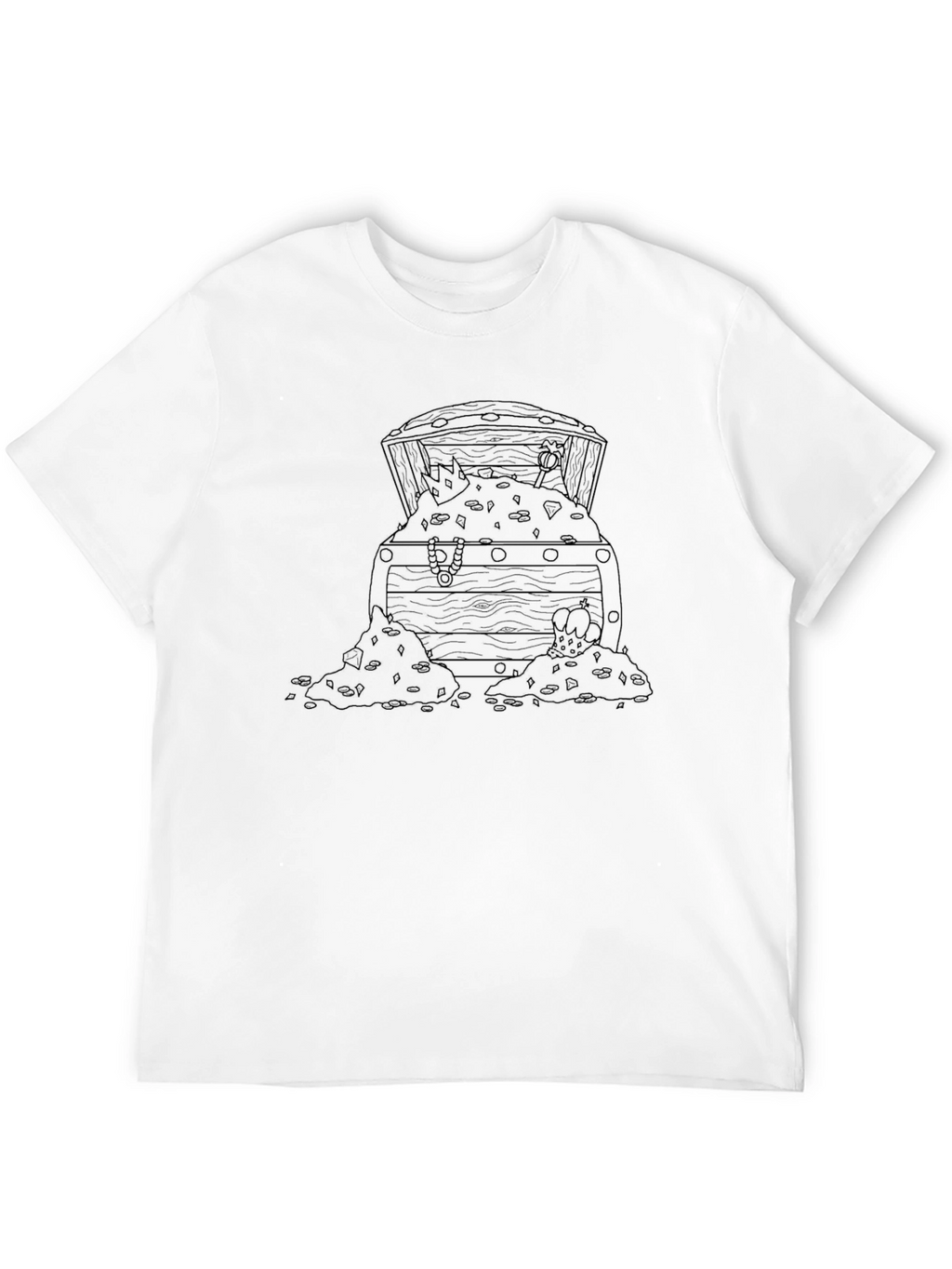 Black Graphic Tee: Treasure Chest Design