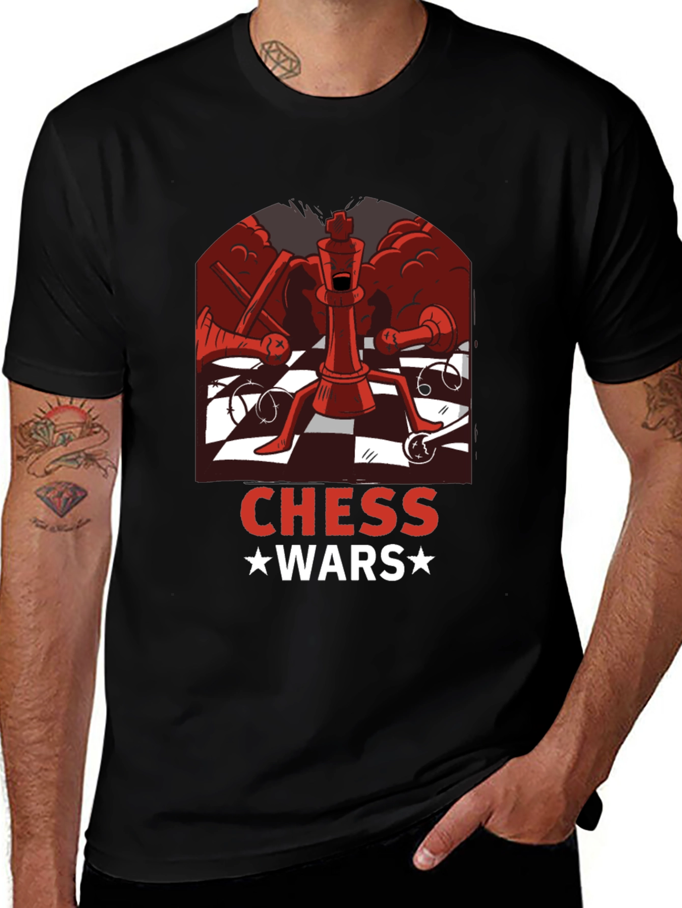 Chess Wars Graphic T-Shirt - Black Cotton Tee