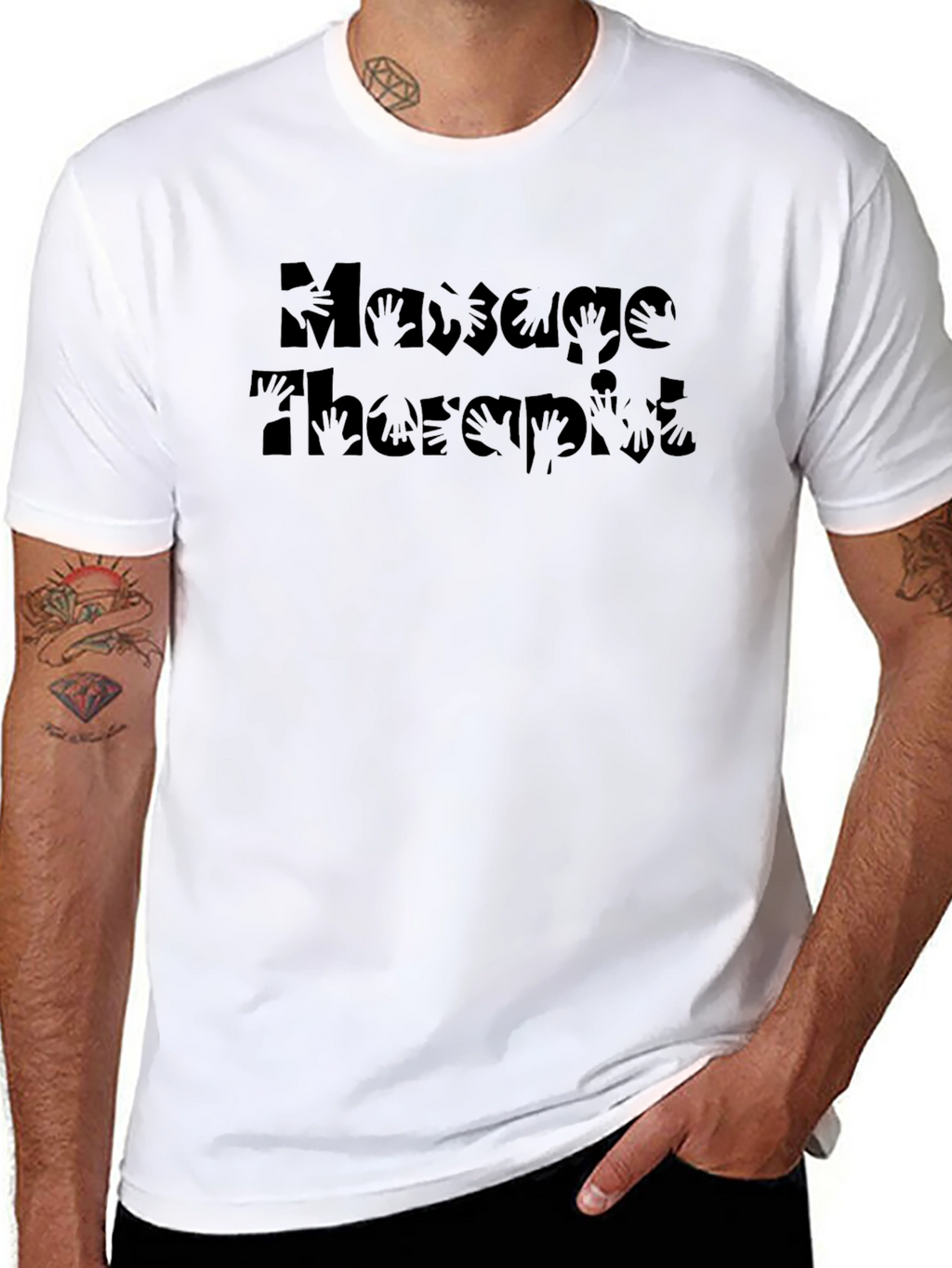 Massage Therapist Hand Print T-Shirt - Black