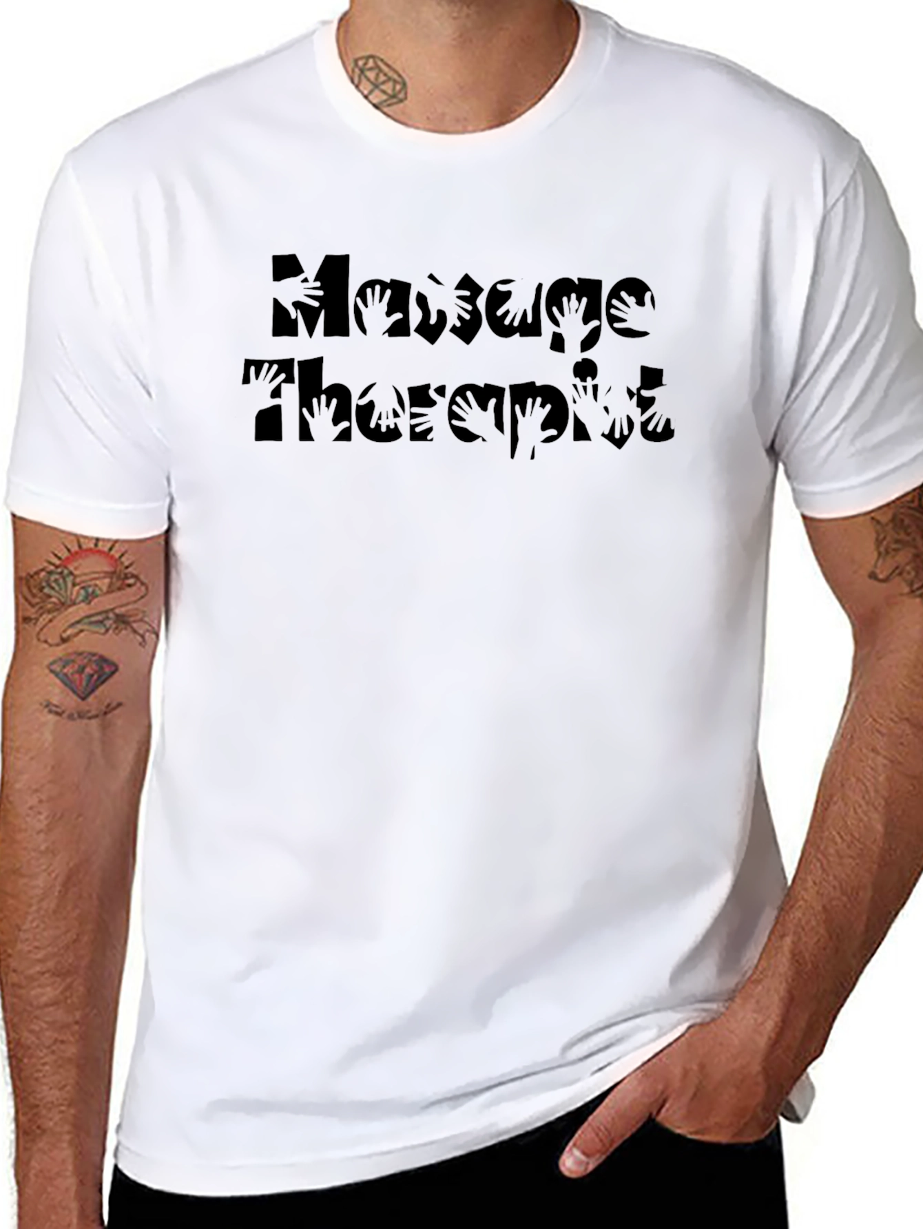 Massage Therapist Hand Print T-Shirt - Black
