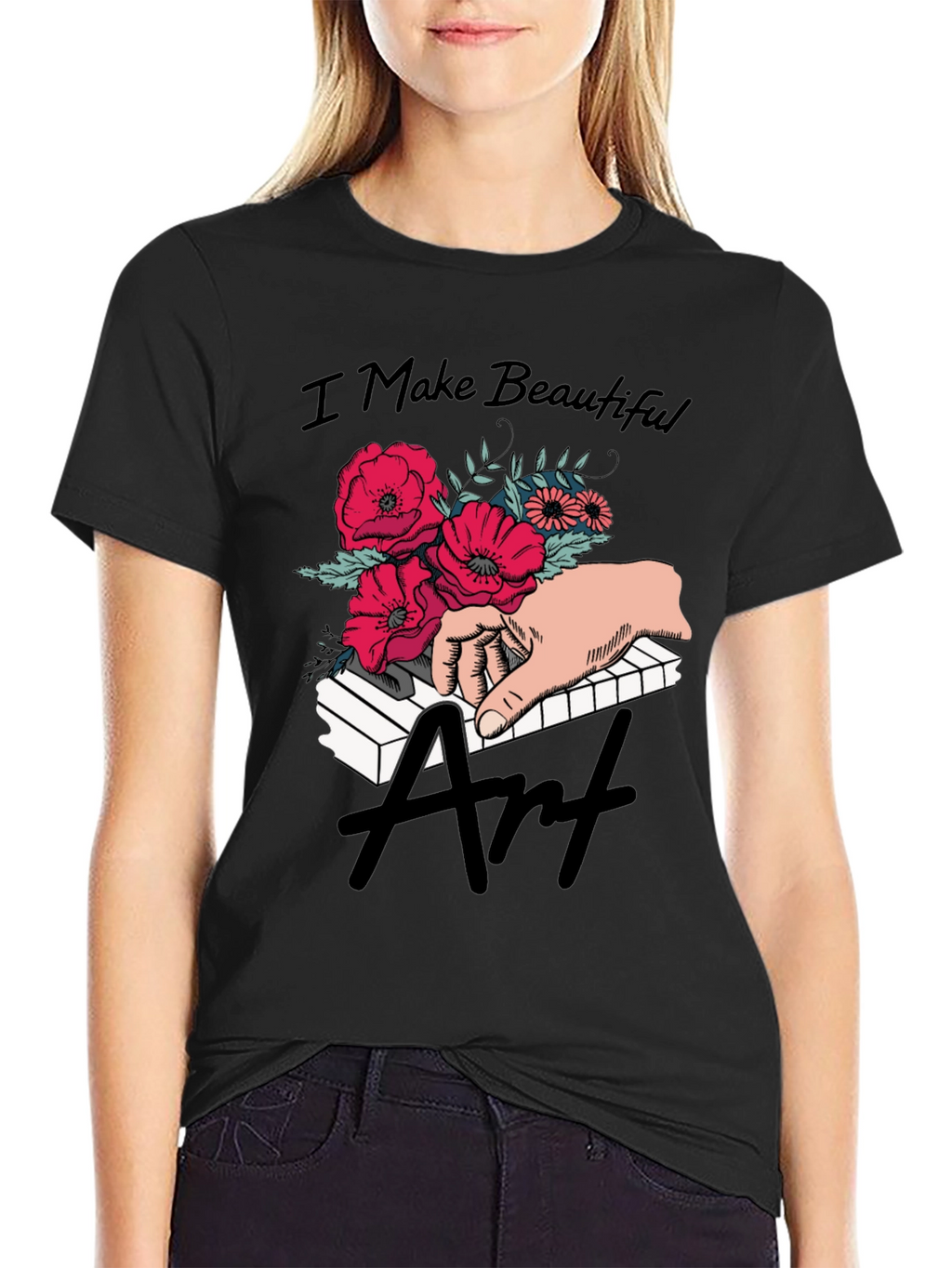 Floral Piano Art T-Shirt