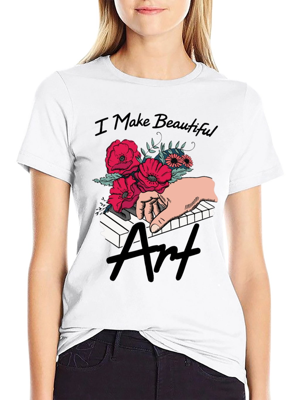 Floral Piano Art T-Shirt