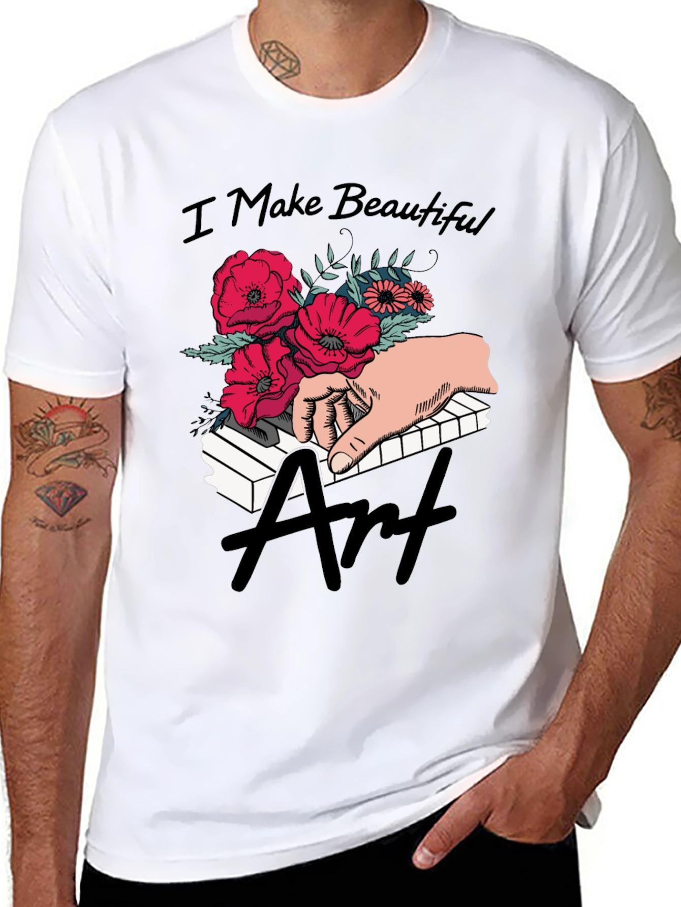 Floral Piano Art T-Shirt
