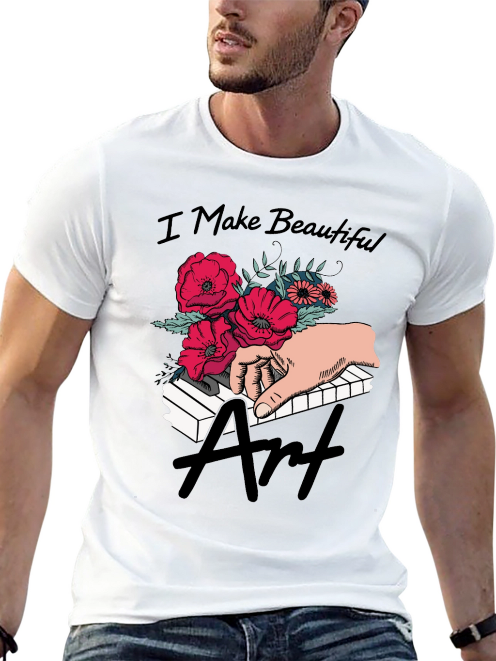 Floral Piano Art T-Shirt