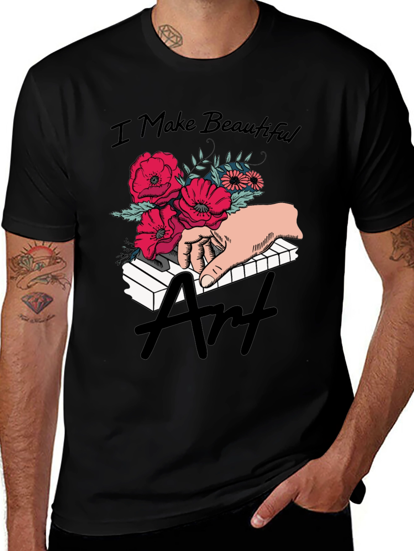 Floral Piano Art T-Shirt