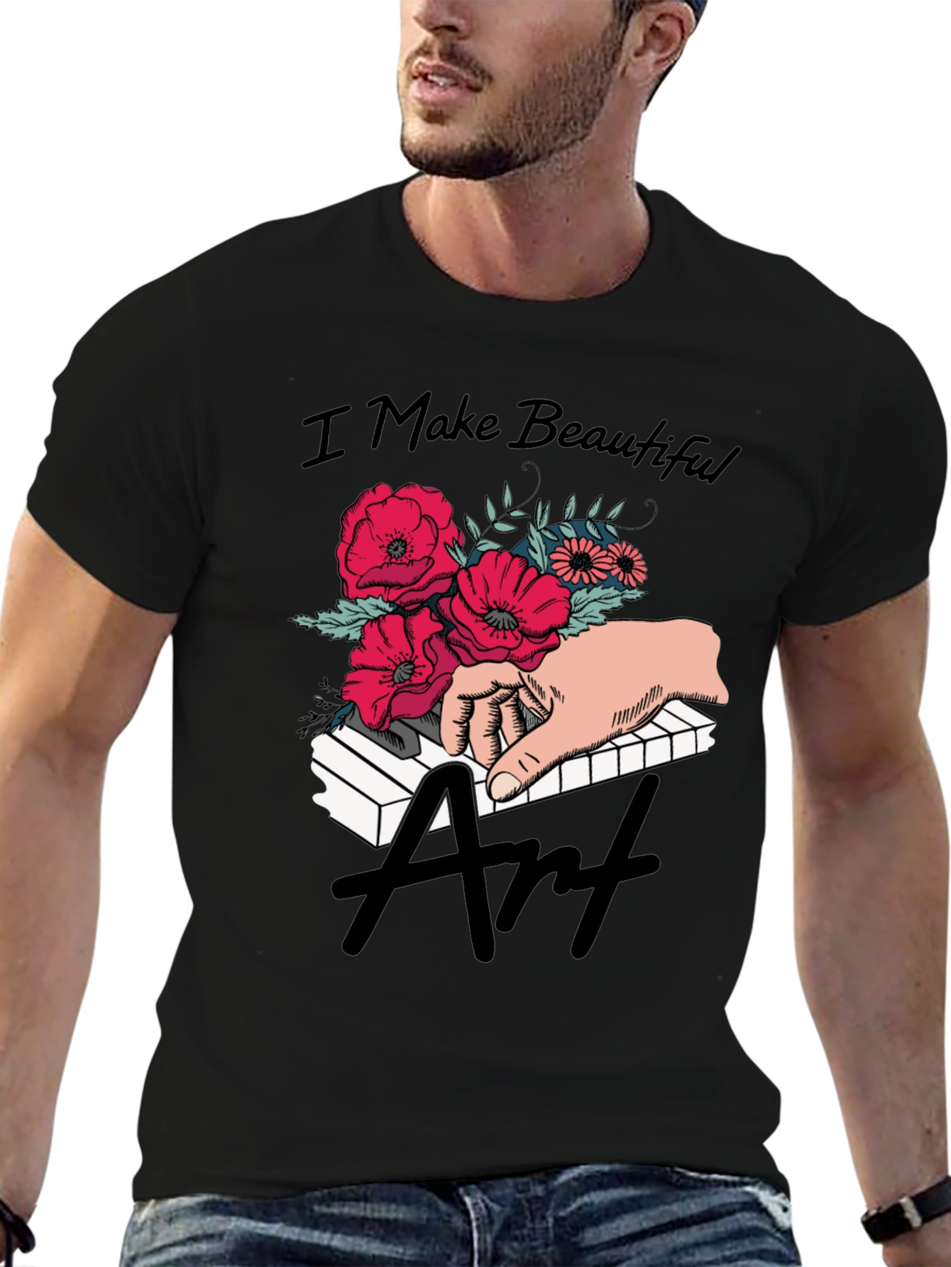 Floral Piano Art T-Shirt