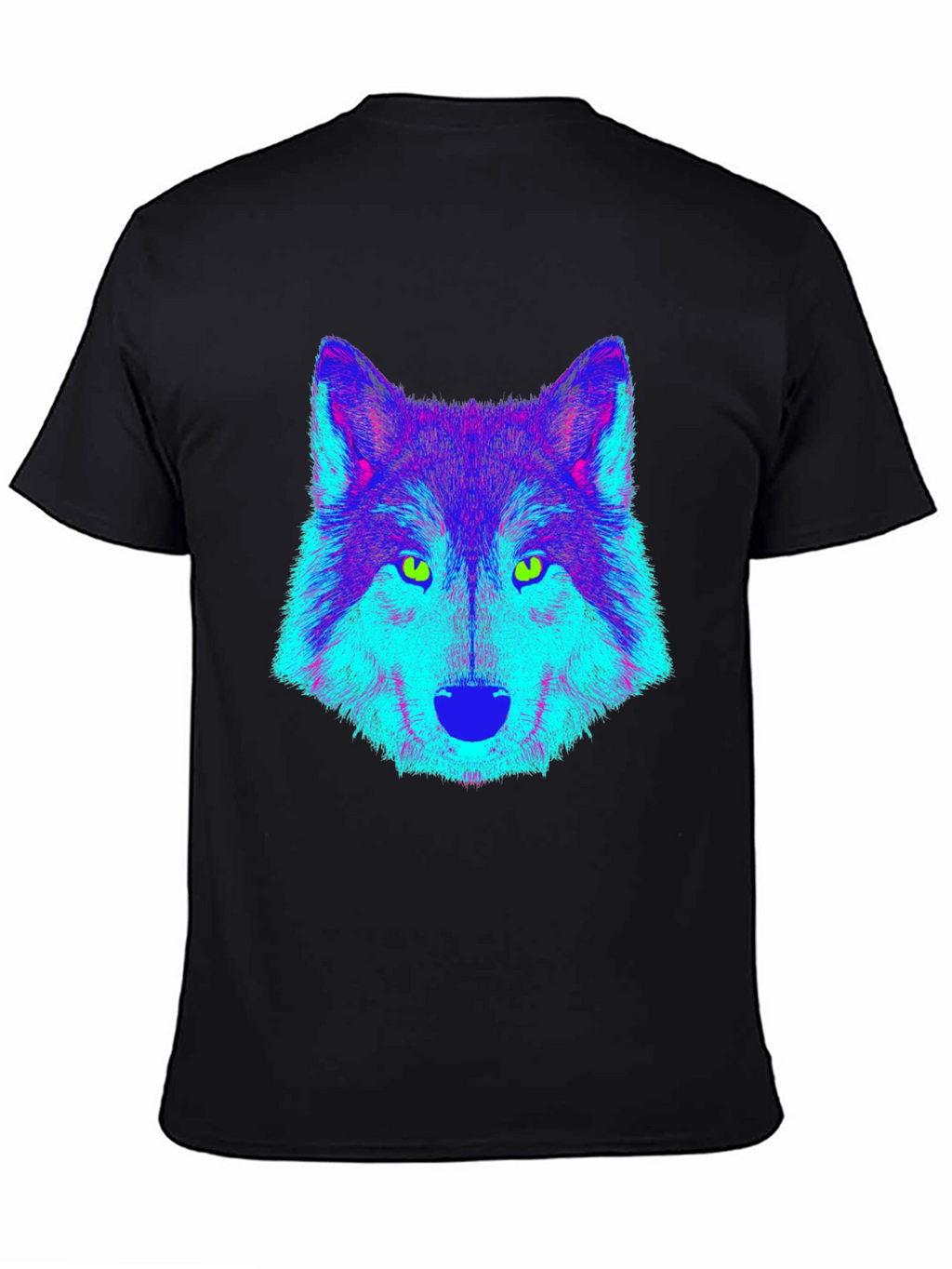 Neon Wolf Graphic Tee - Cool Black T-Shirt