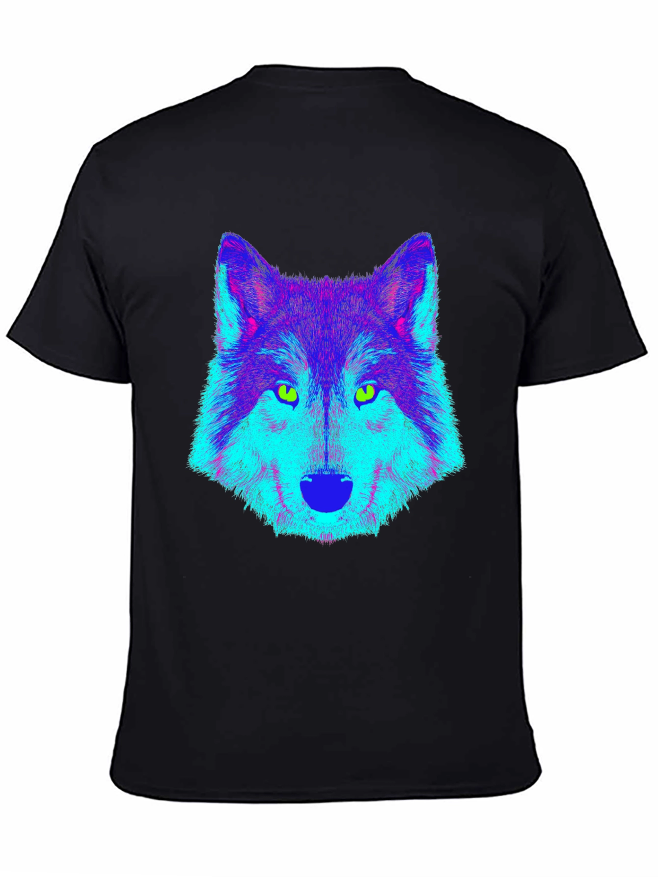 Neon Wolf Graphic Tee - Cool Black T-Shirt
