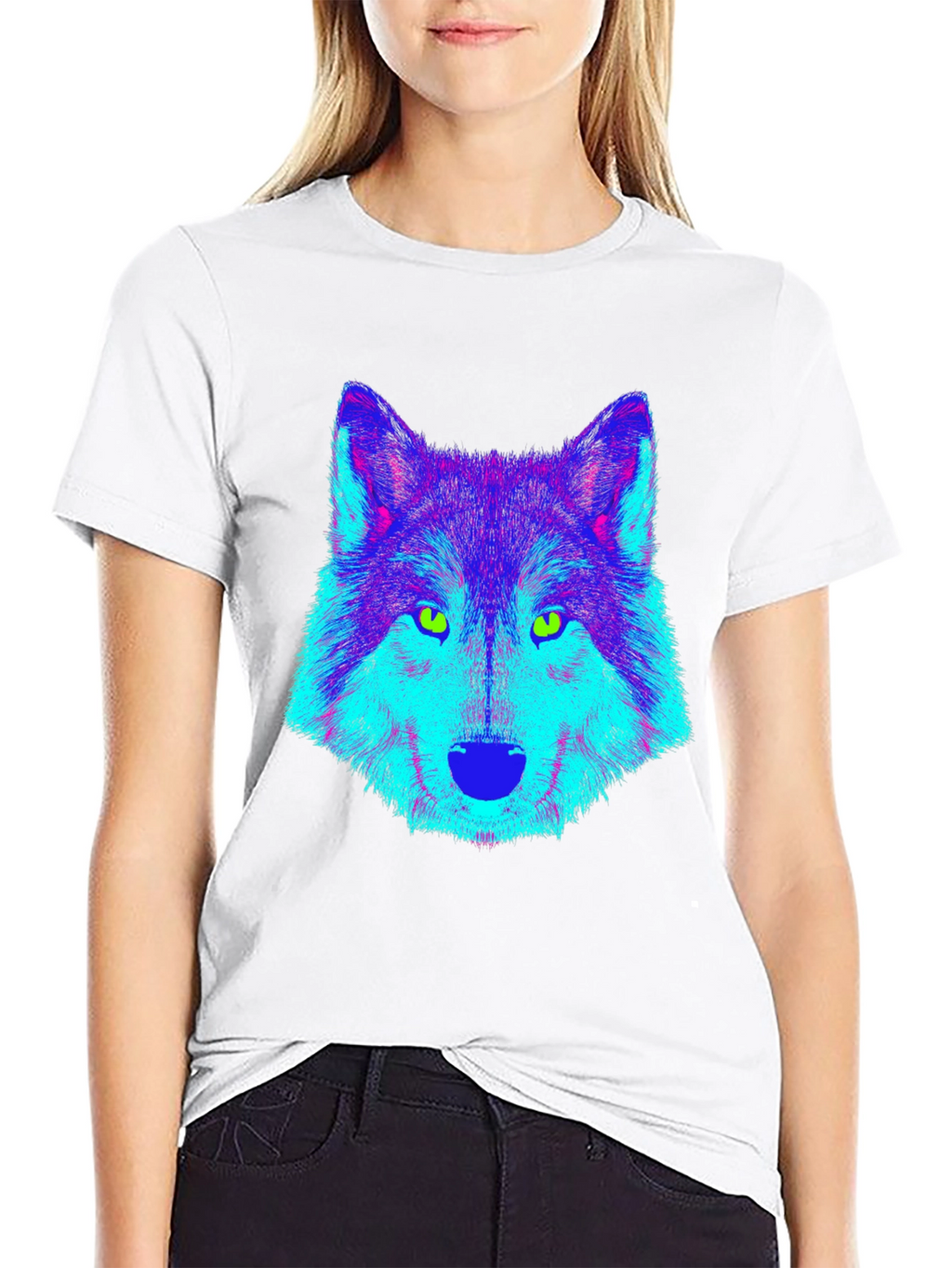Neon Wolf Graphic Tee - Cool Black T-Shirt