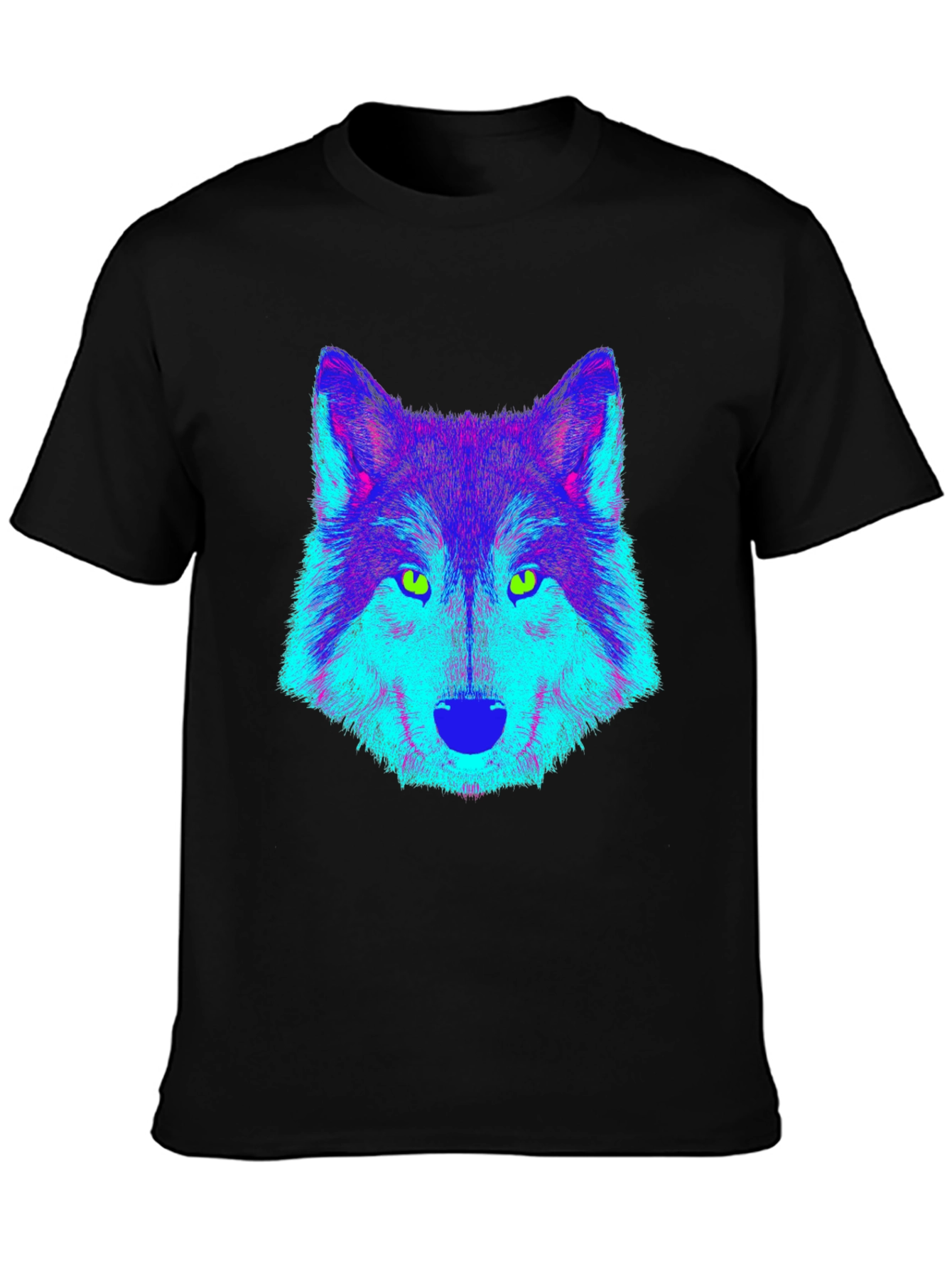 Neon Wolf Graphic Tee - Cool Black T-Shirt