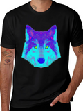 Neon Wolf Graphic Tee - Cool Black T-Shirt