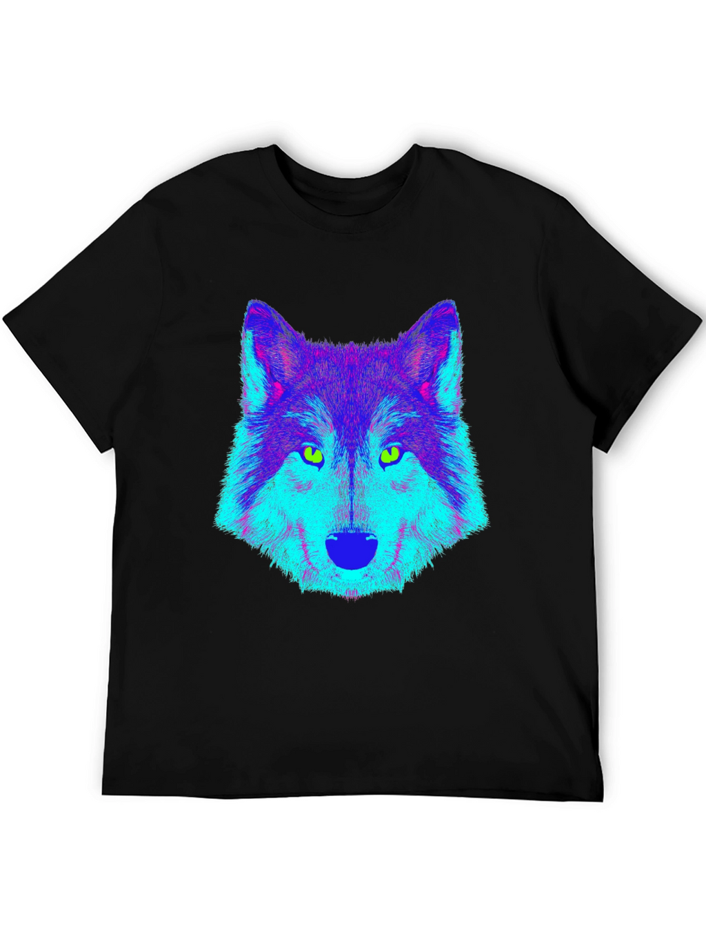 Neon Wolf Graphic Tee - Cool Black T-Shirt