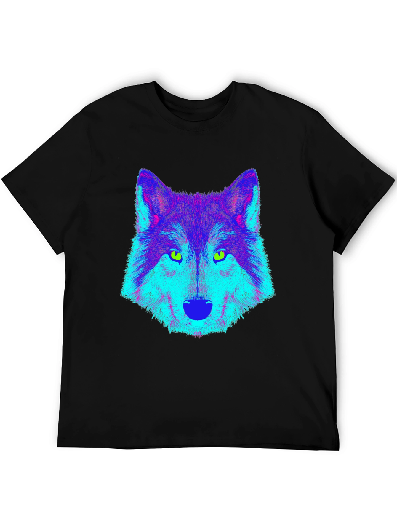 Neon Wolf Graphic Tee - Cool Black T-Shirt