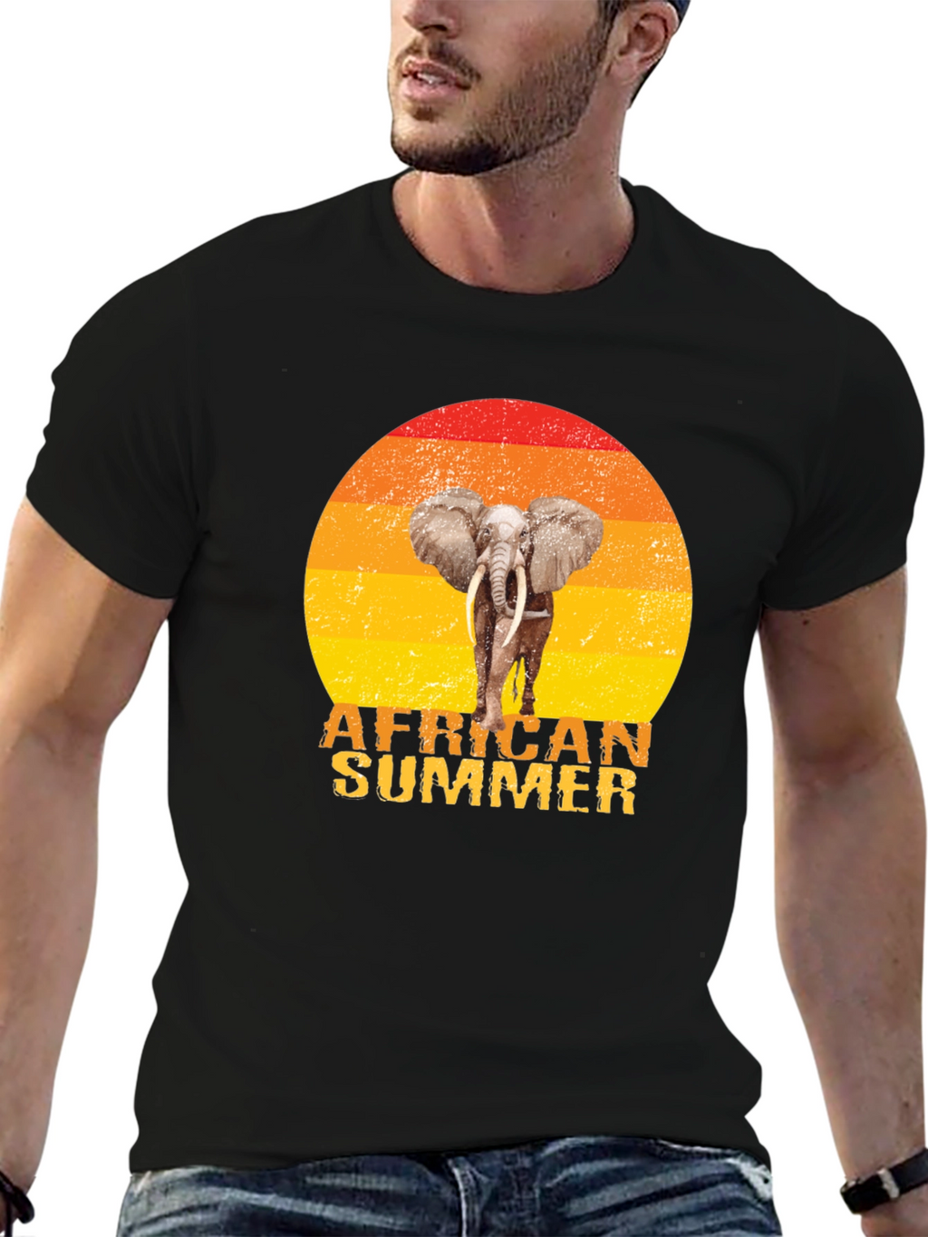 African Summer Elephant Graphic T-Shirt