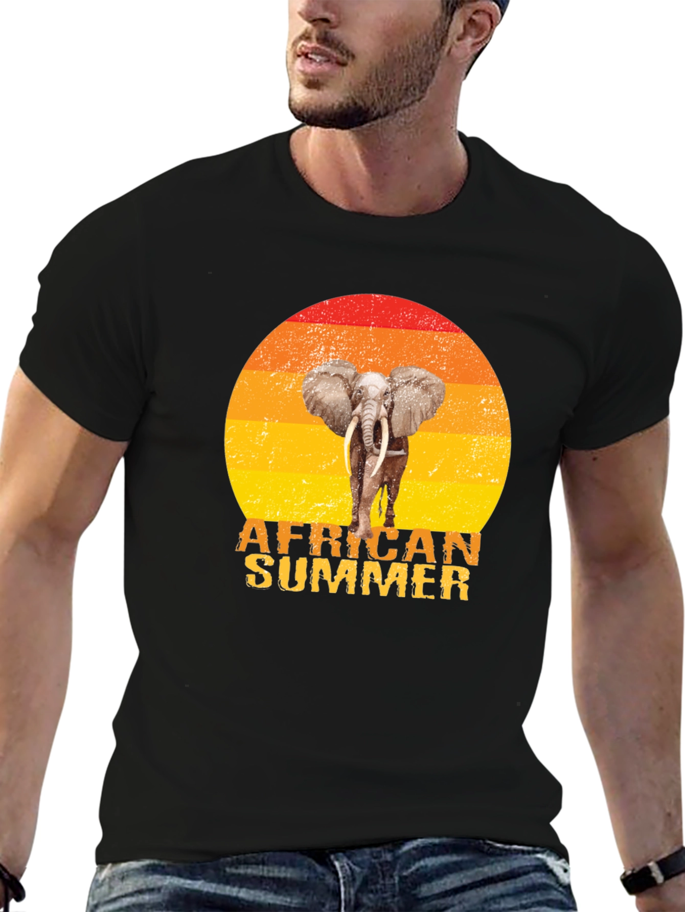 African Summer Elephant Graphic T-Shirt