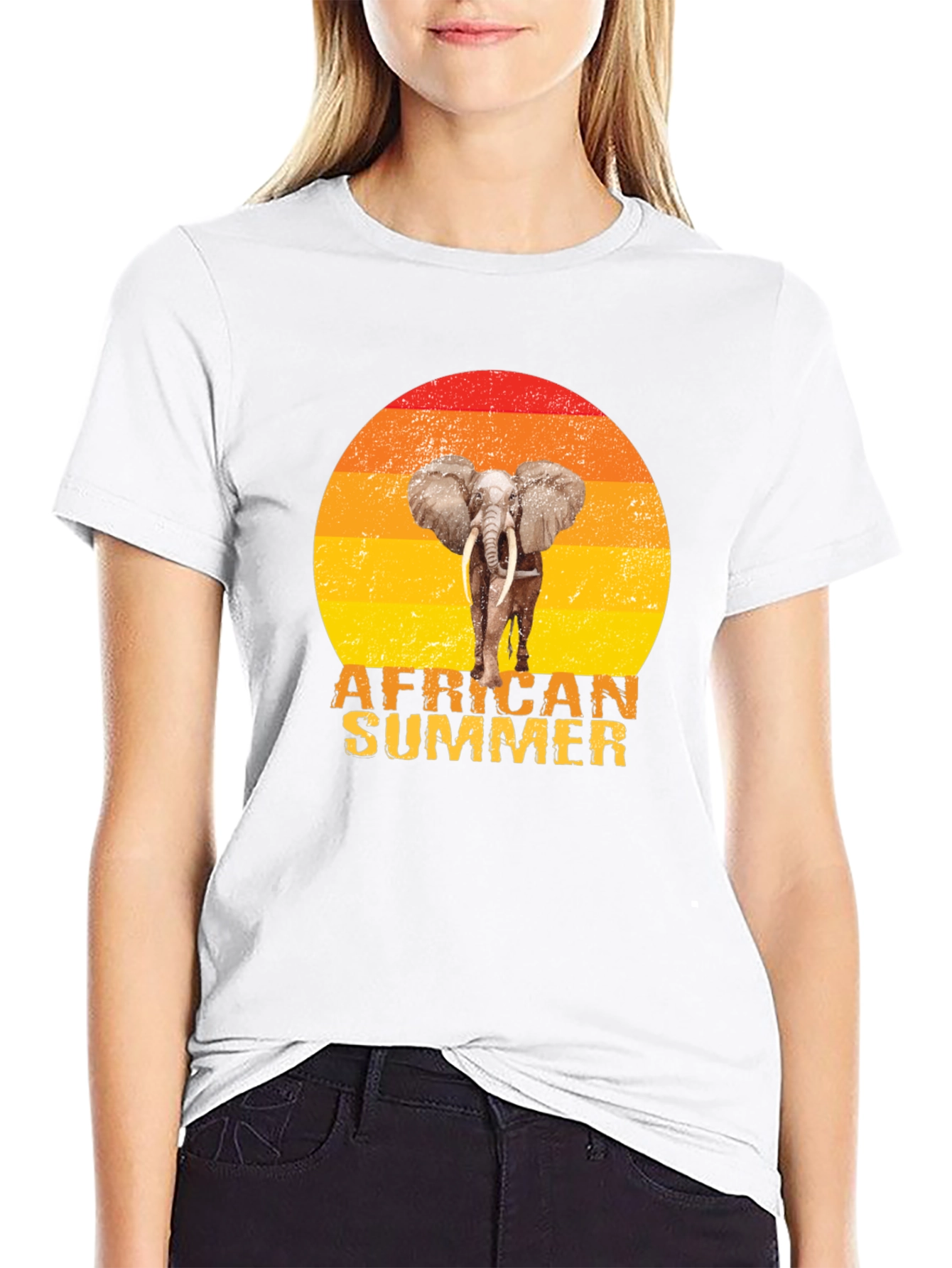 African Summer Elephant Graphic T-Shirt