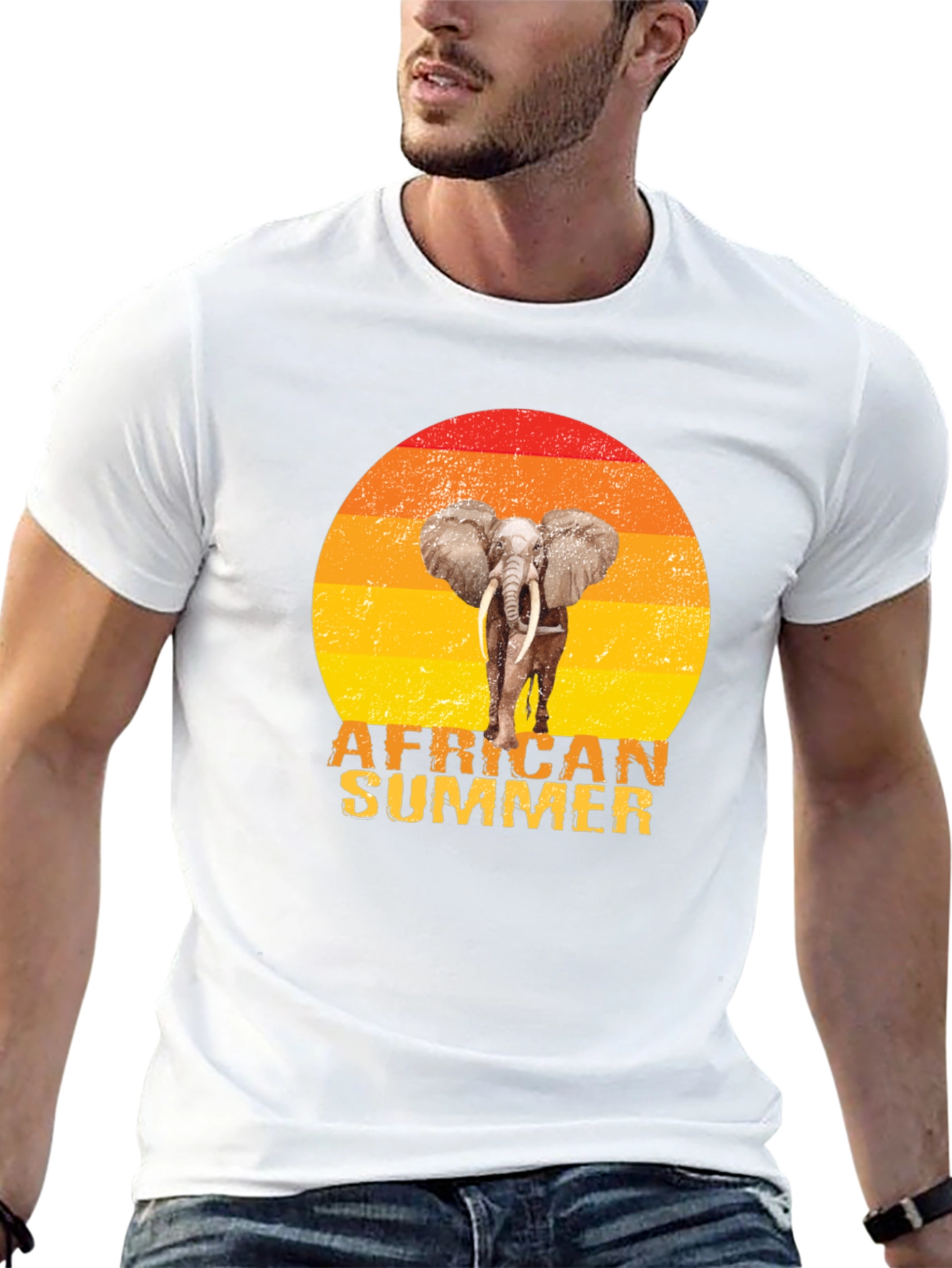 African Summer Elephant Graphic T-Shirt