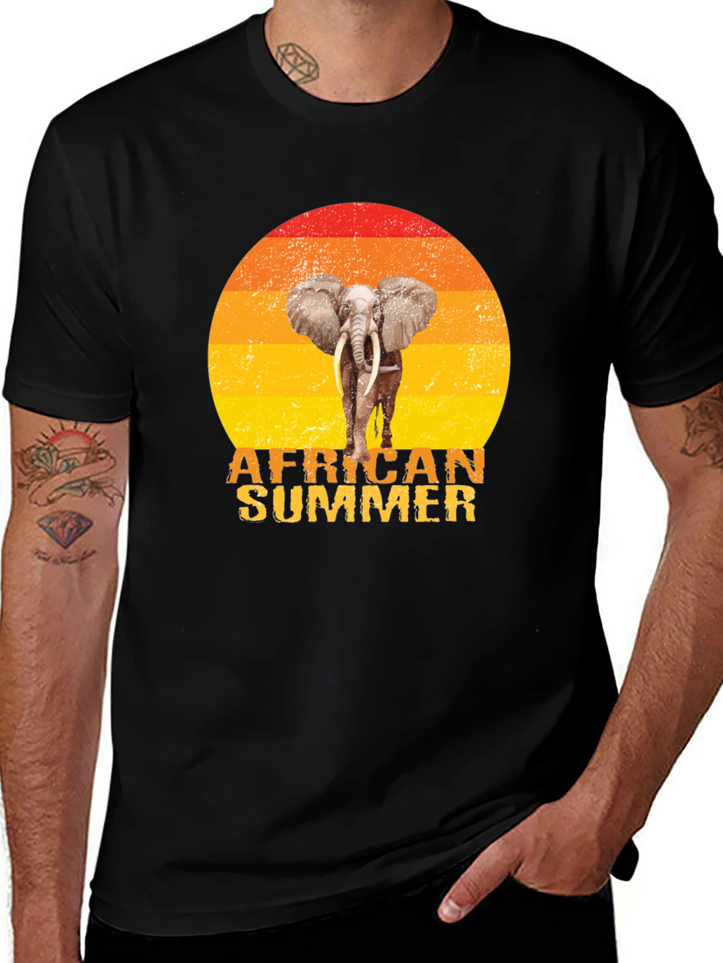 African Summer Elephant Graphic T-Shirt
