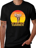 African Summer Elephant Graphic T-Shirt
