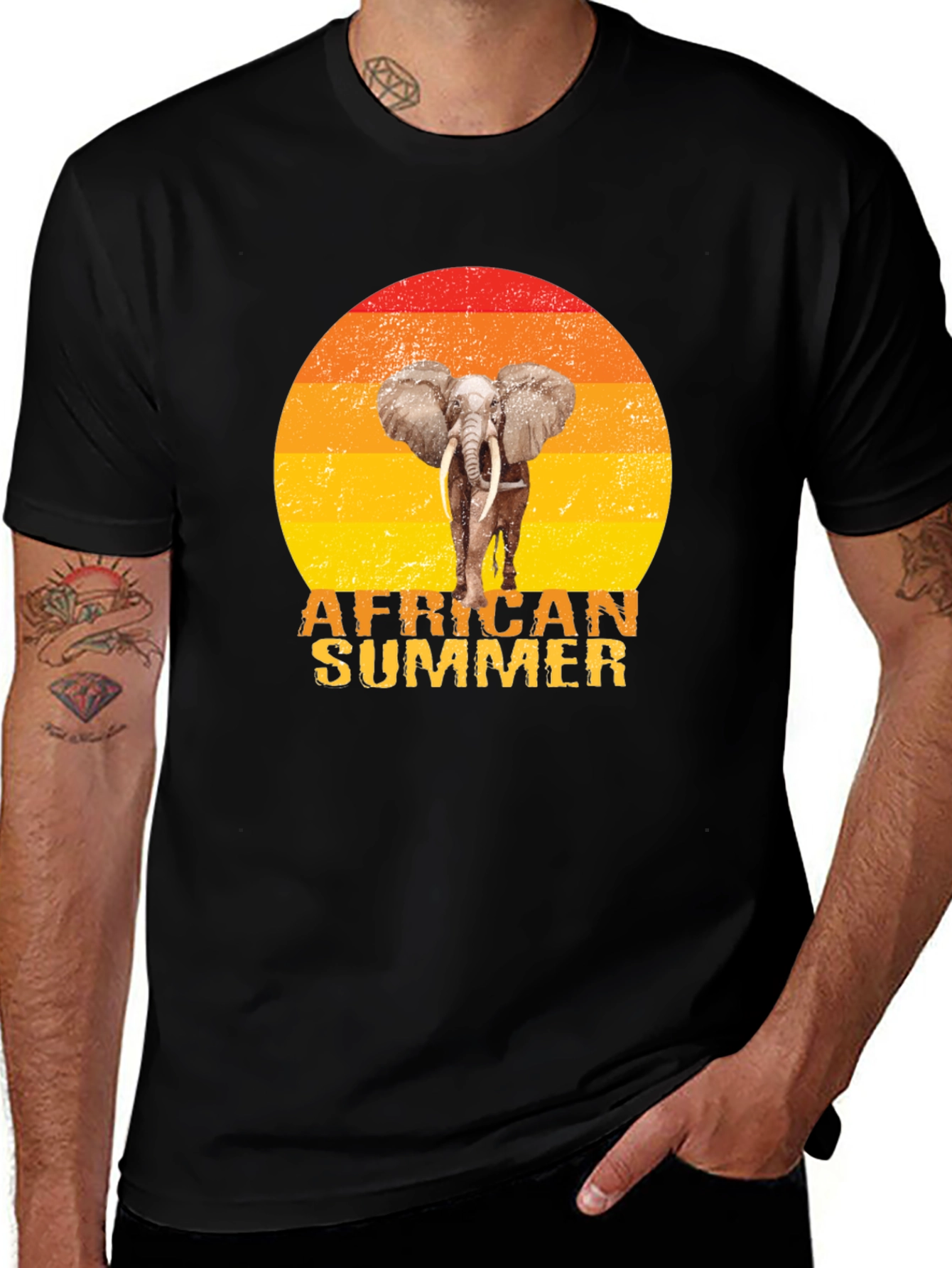 African Summer Elephant Graphic T-Shirt