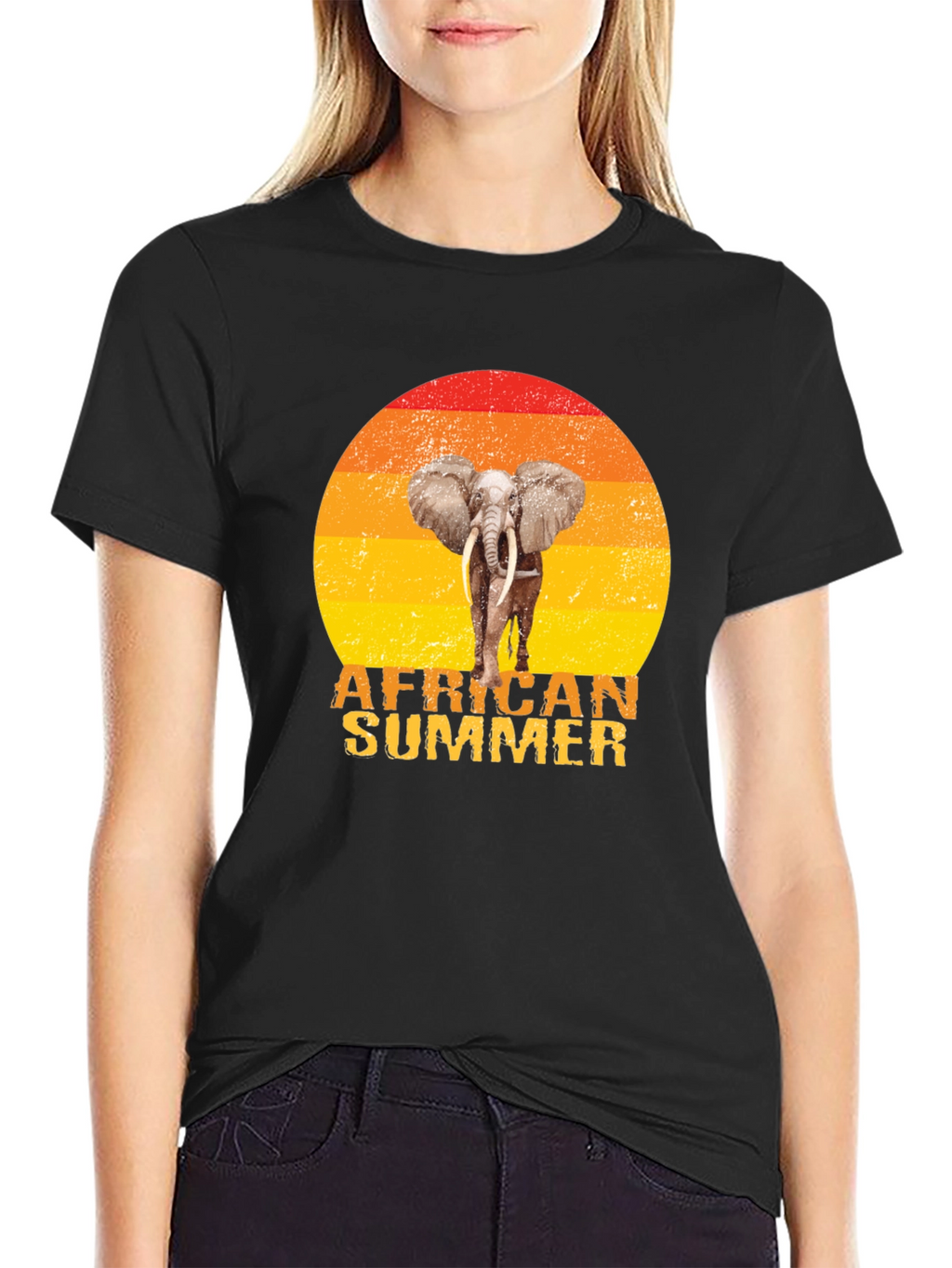 African Summer Elephant Graphic T-Shirt