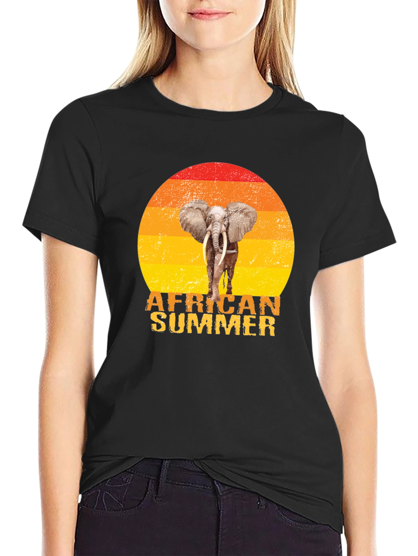 African Summer Elephant Graphic T-Shirt