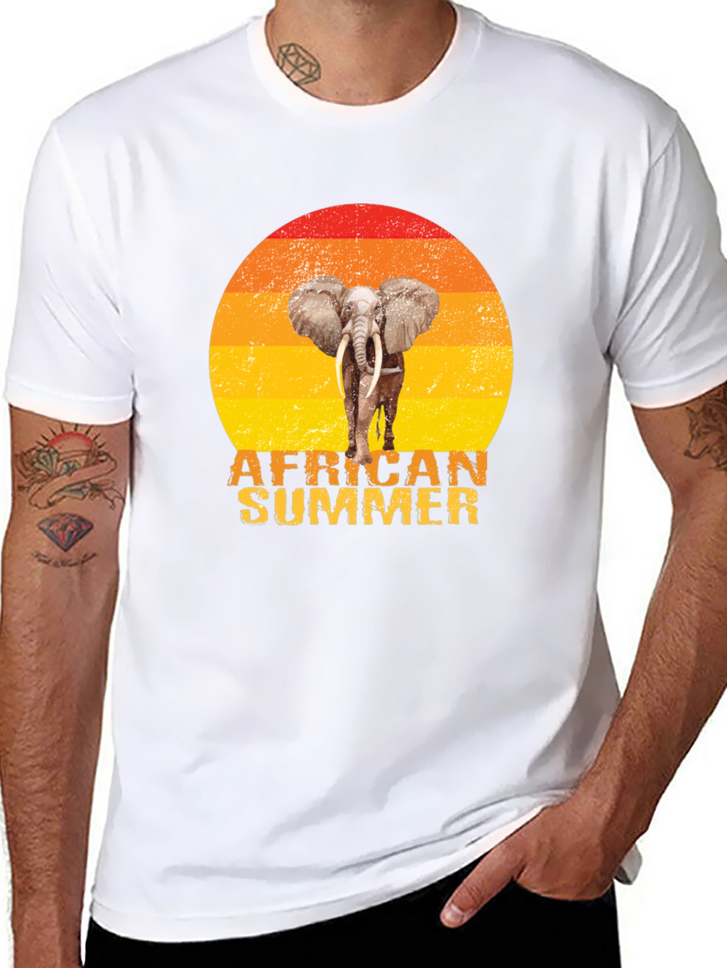 African Summer Elephant Graphic T-Shirt