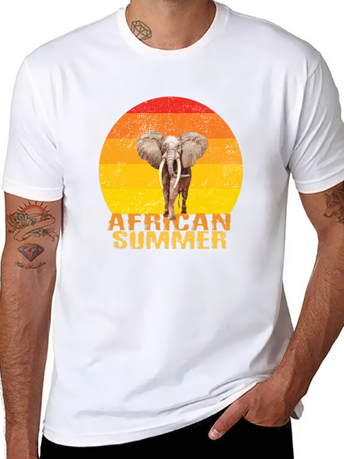 African Summer Elephant Graphic T-Shirt