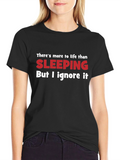 Funny Sleeping Graphic T-Shirt - Black Cotton Tee