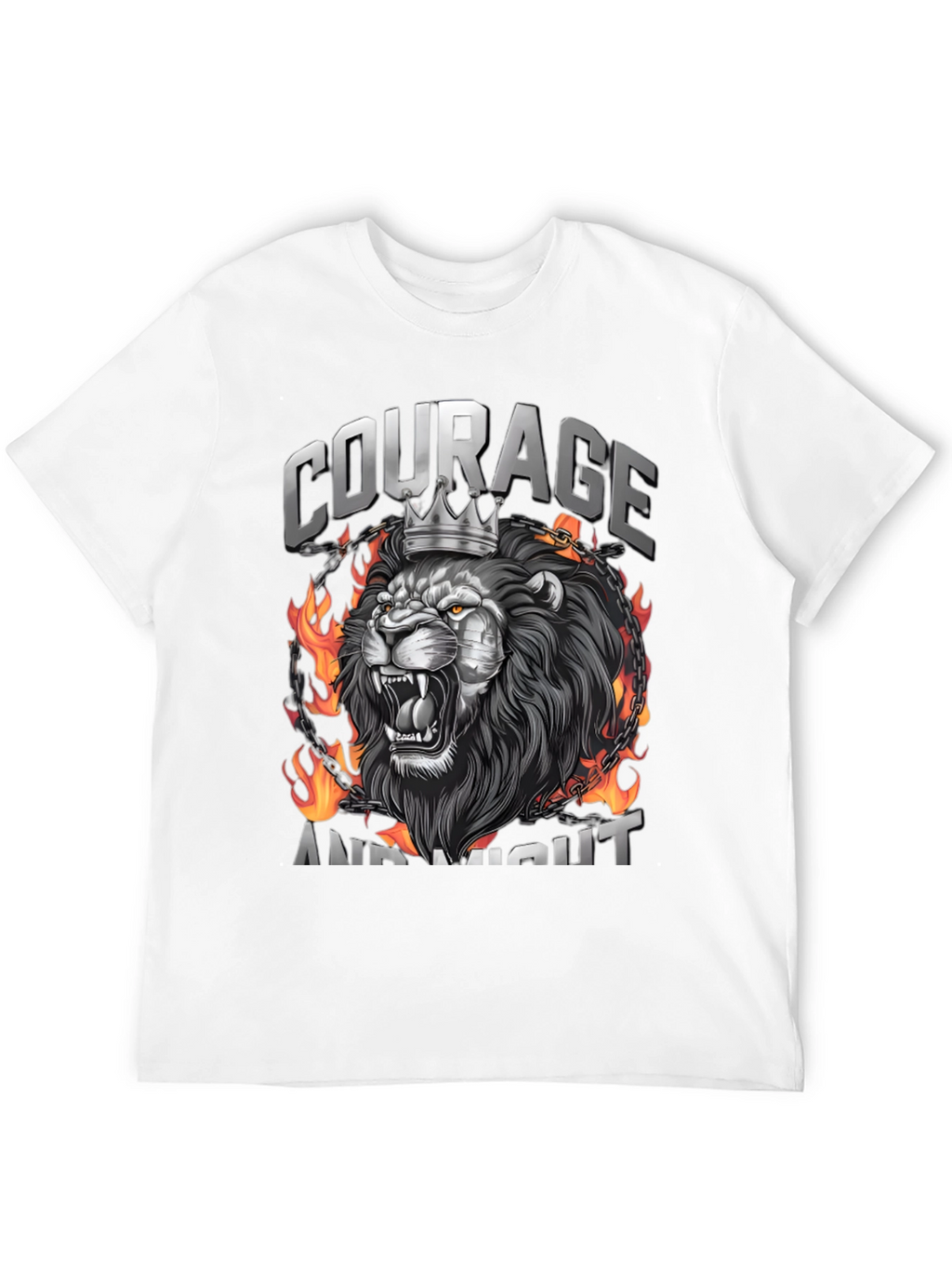 Courage and Might Lion Graphic Tee - Black