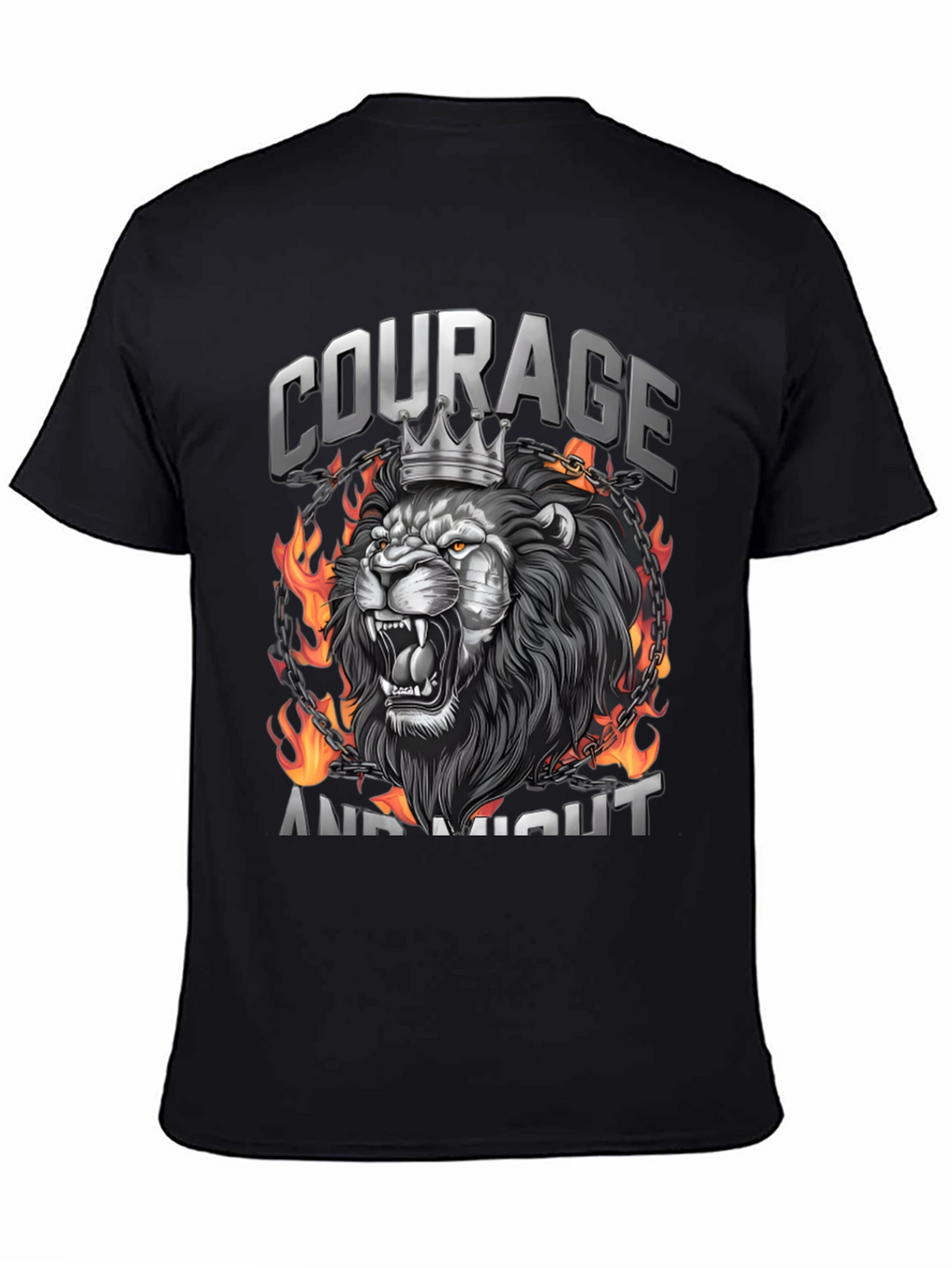 Courage and Might Lion Graphic Tee - Black