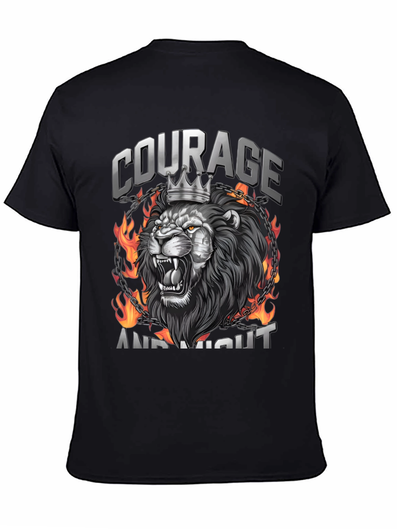 Courage and Might Lion Graphic Tee - Black