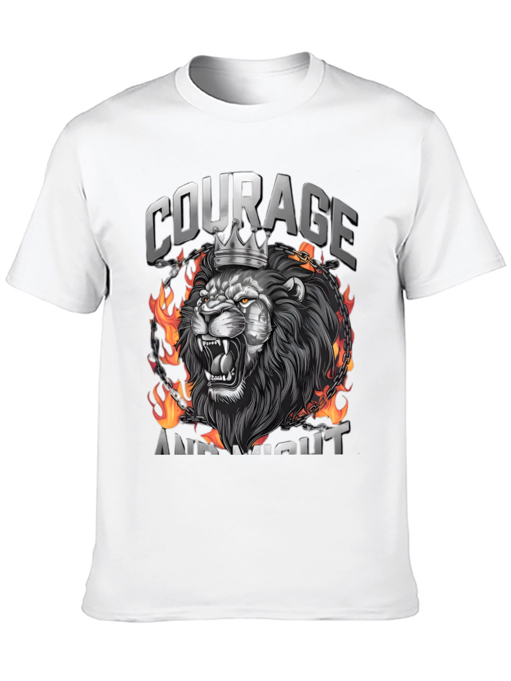 Courage and Might Lion Graphic Tee - Black