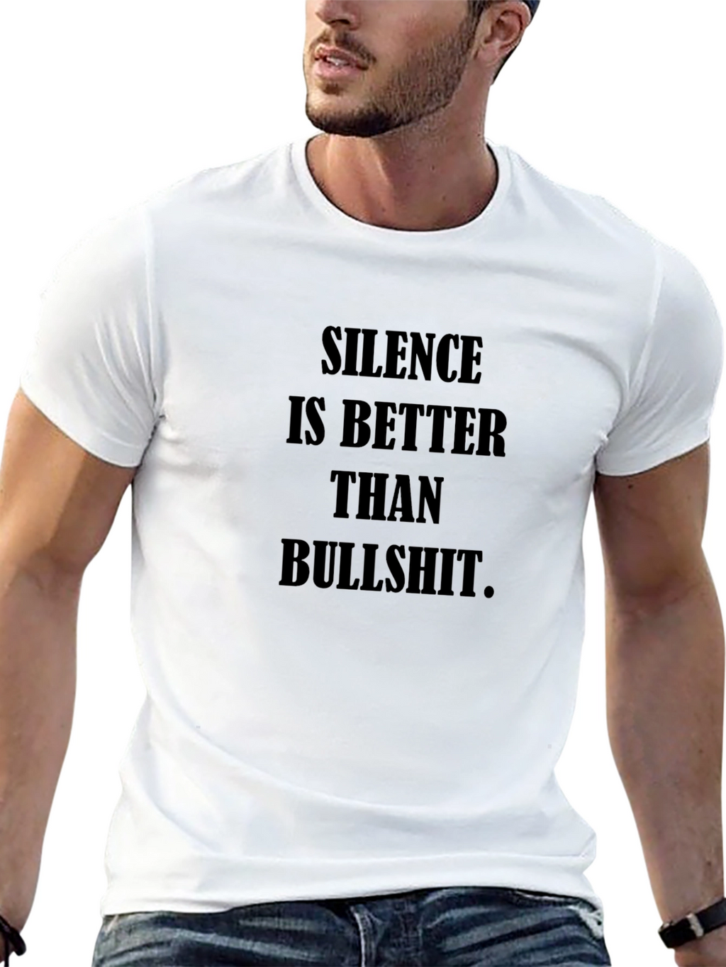 Silence is Better T-Shirt - Black Crew Neck