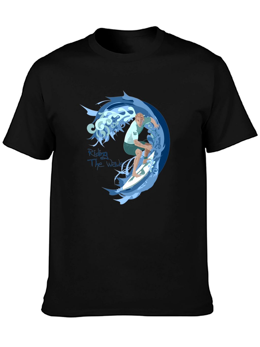 Surfer Wave Graphic Tee - Black