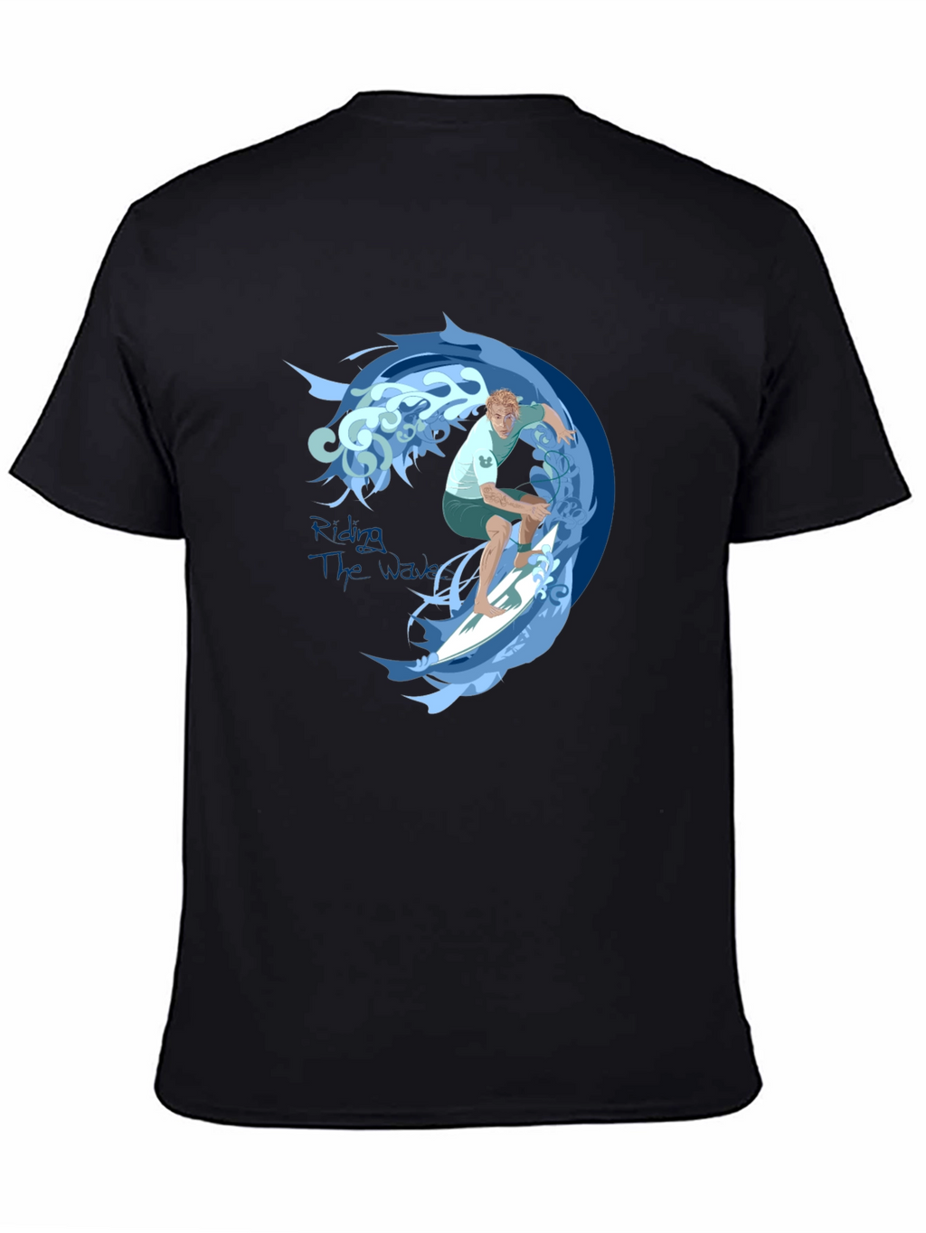 Surfer Wave Graphic Tee - Black