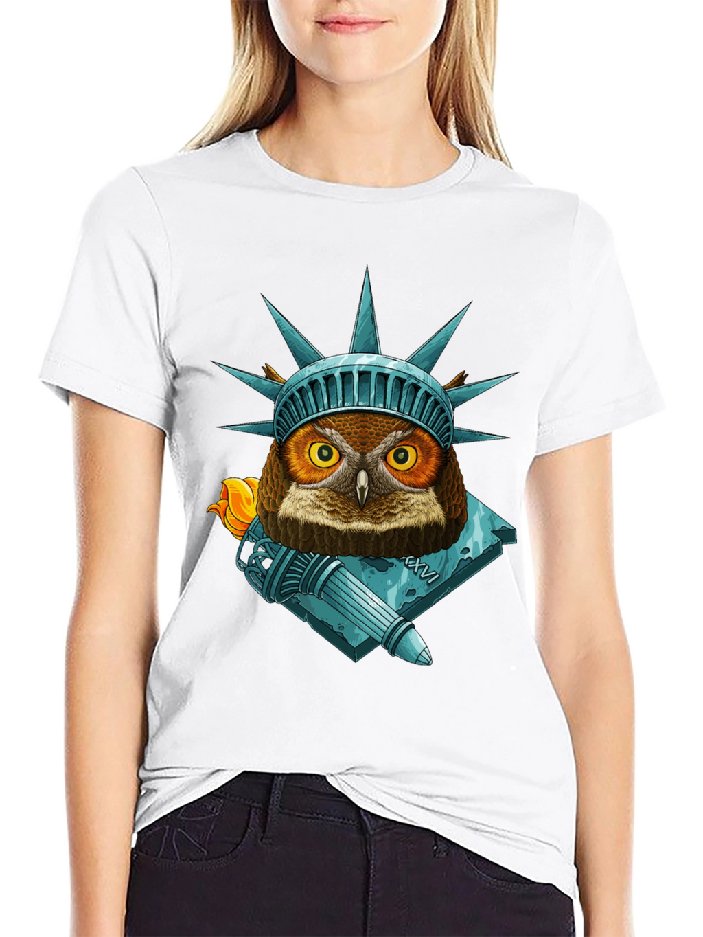 Liberty Owl Graphic Tee - Patriotic Bird Design