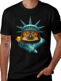 Liberty Owl Graphic Tee - Patriotic Bird Design
